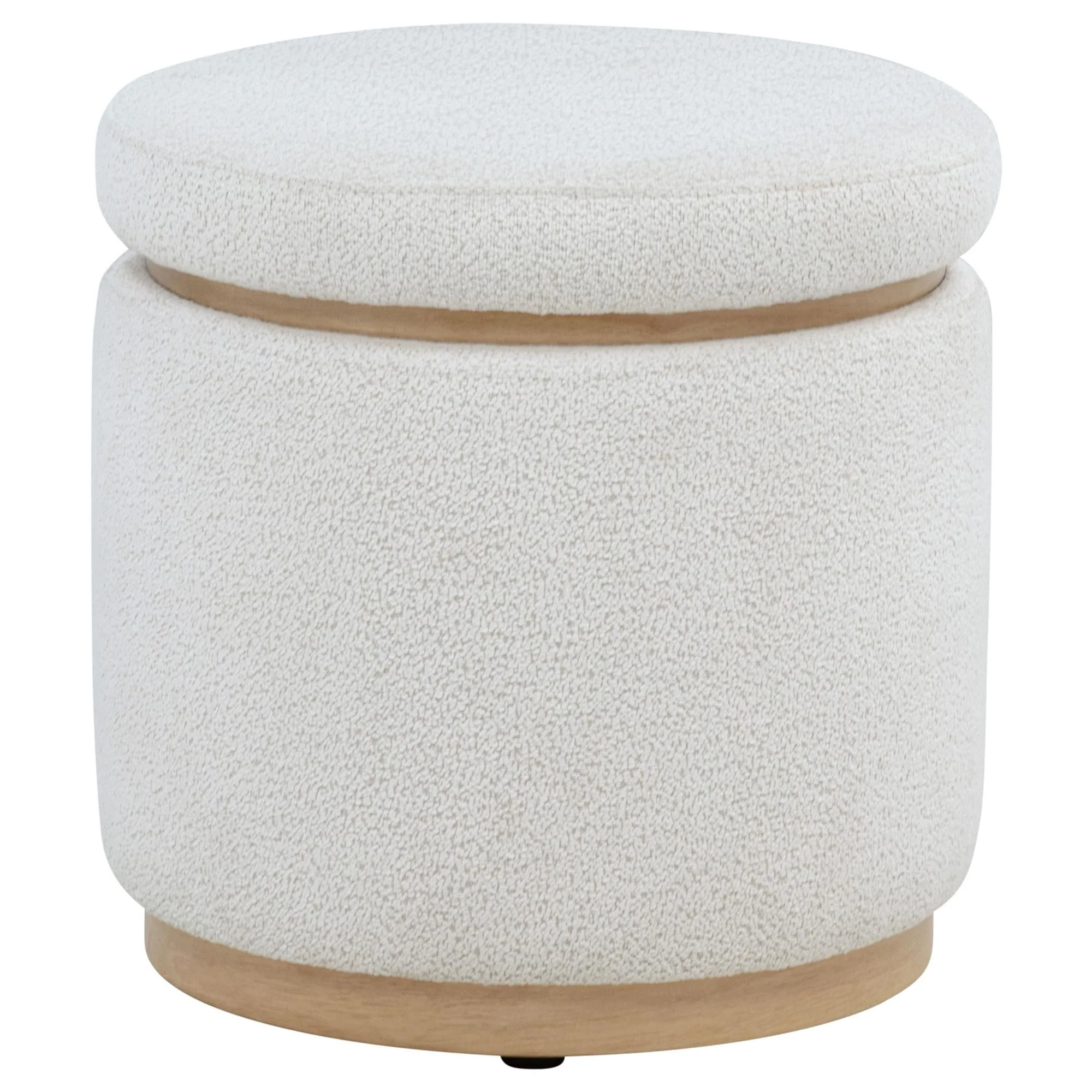 Remuda Boucle Upholstered Round Storage Ottoman Ivory - Image 1