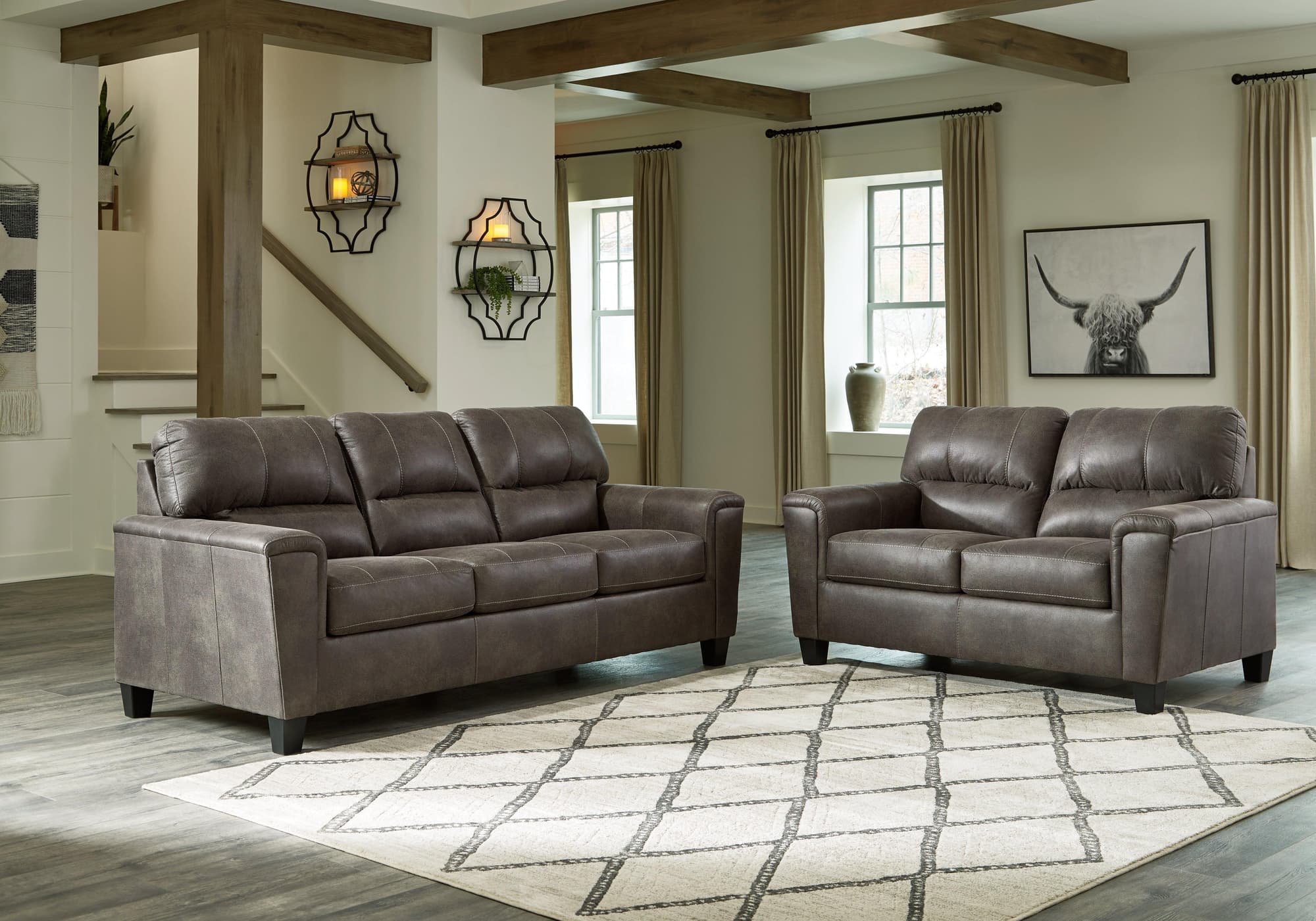 Navi Smoke Sofa And Loveseat - Image 1