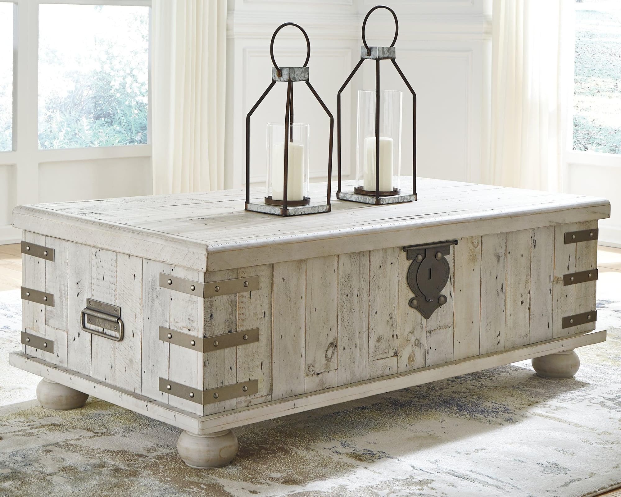 Carynhurst White Wash Gray Coffee Table With 2 End Tables - Image 1