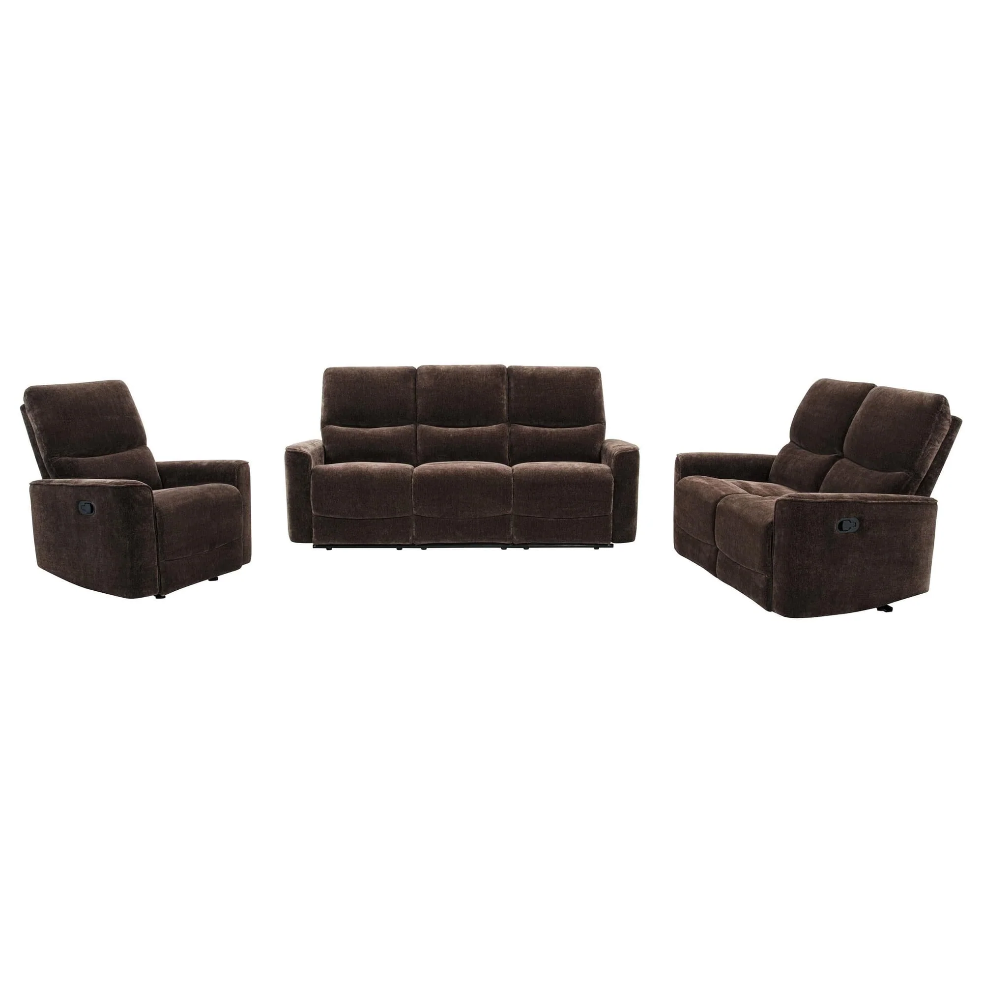 Navarro 3-piece Upholstered Reclining Sofa Set Dark Brown - Image 1
