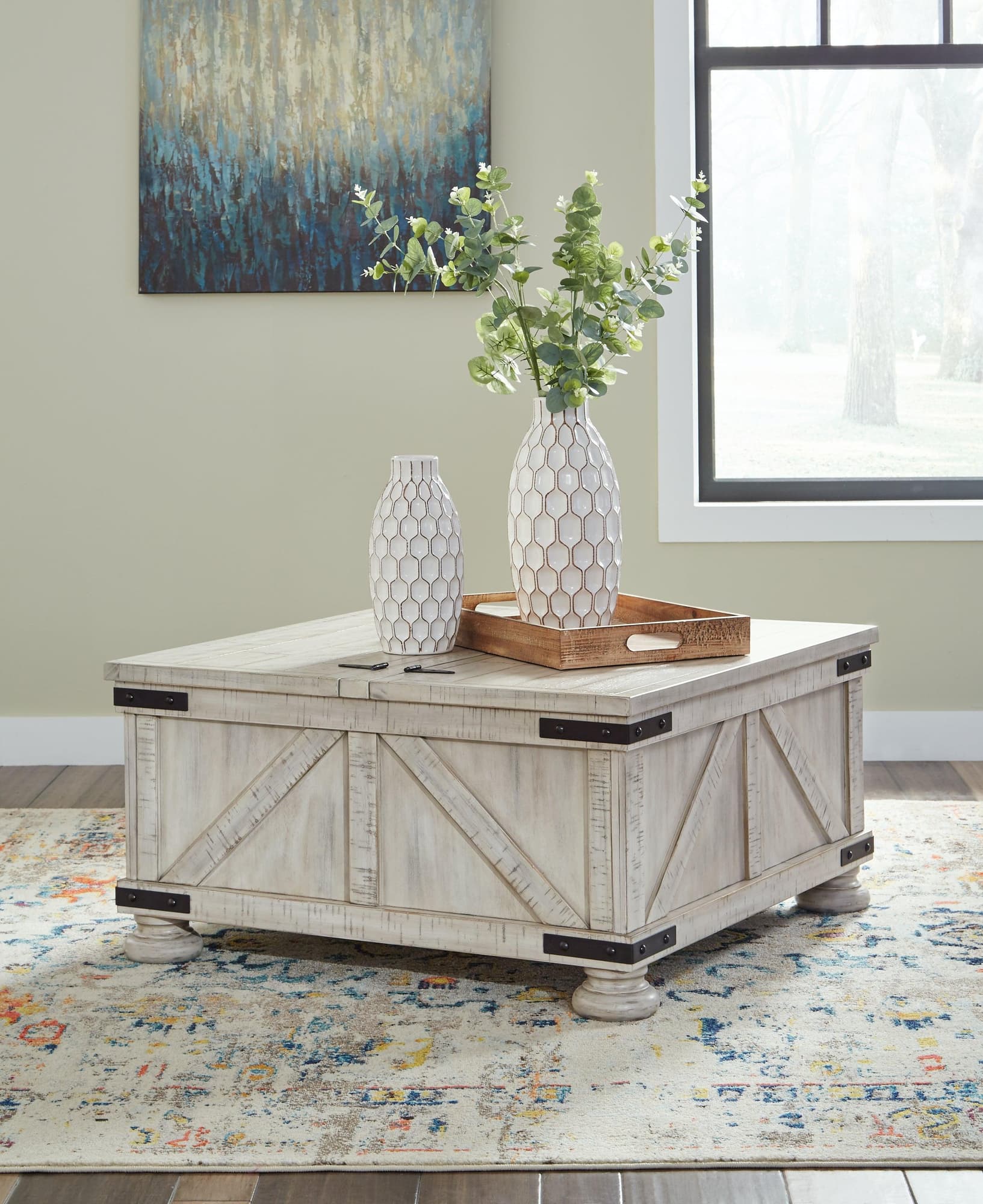 Carynhurst Whitewash Coffee Table With 2 End Tables - Image 1