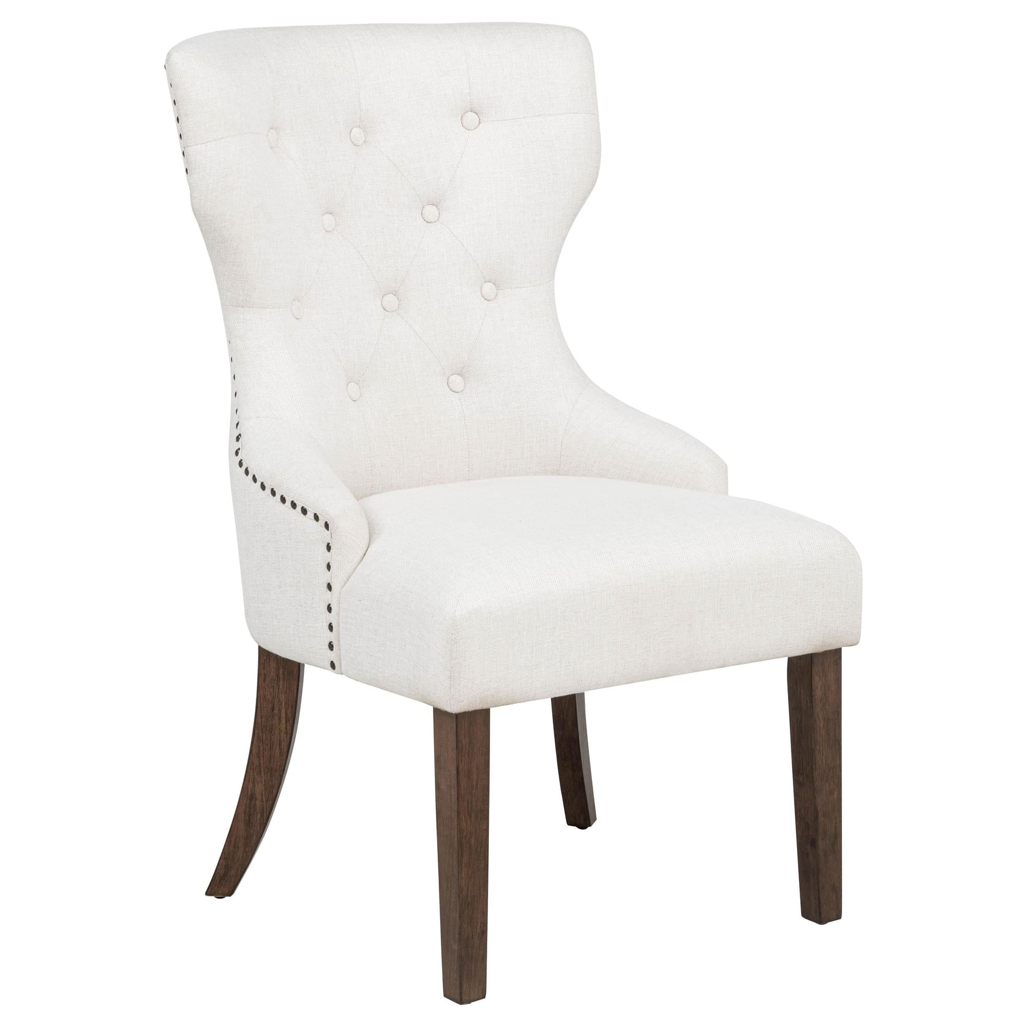 Baney Fabric Upholstered Dining Side Chair Cream and Dark Oak - Image 1