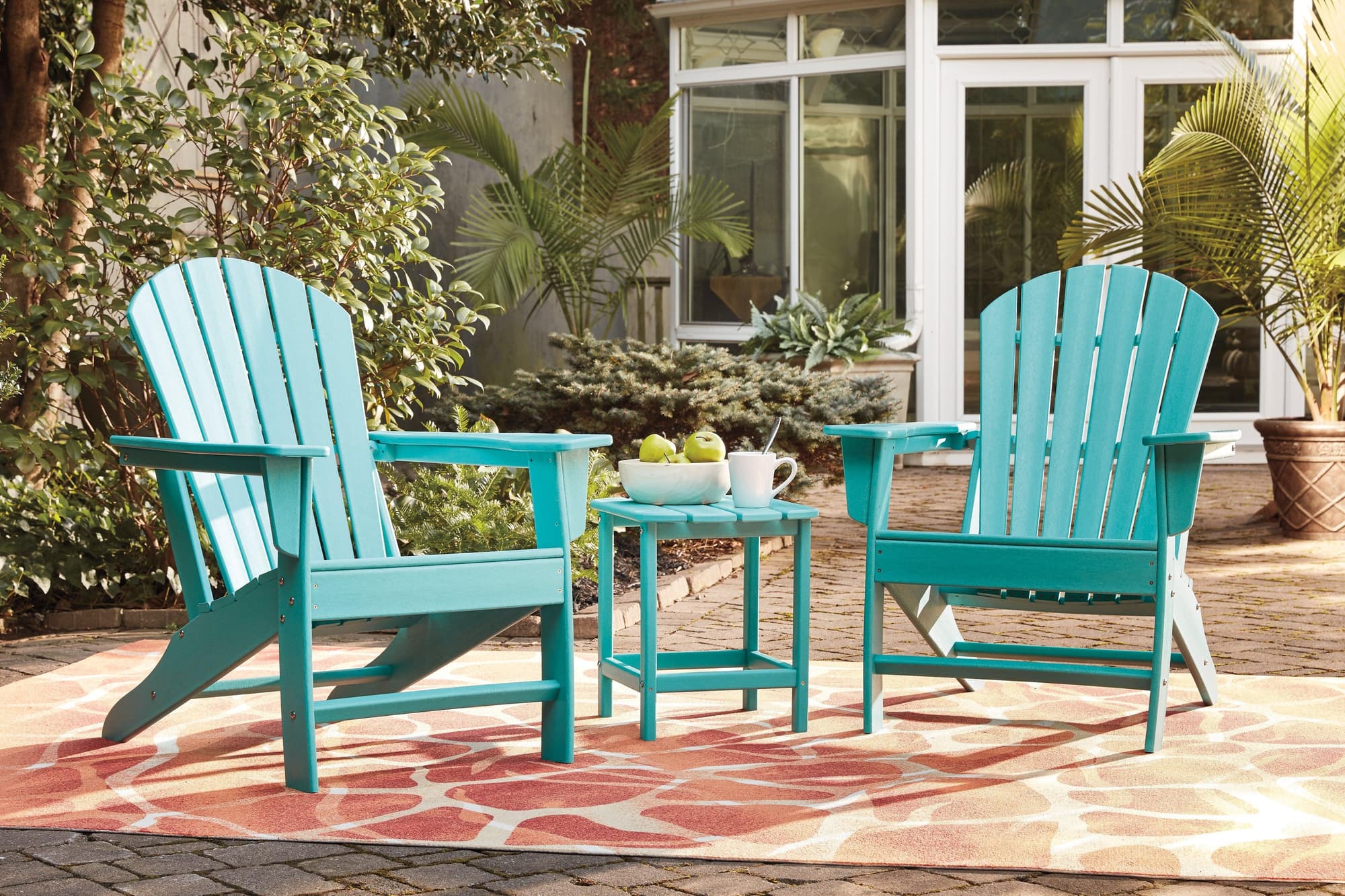 Sundown Turquoise Treasure 2 Outdoor Chairs With End Table