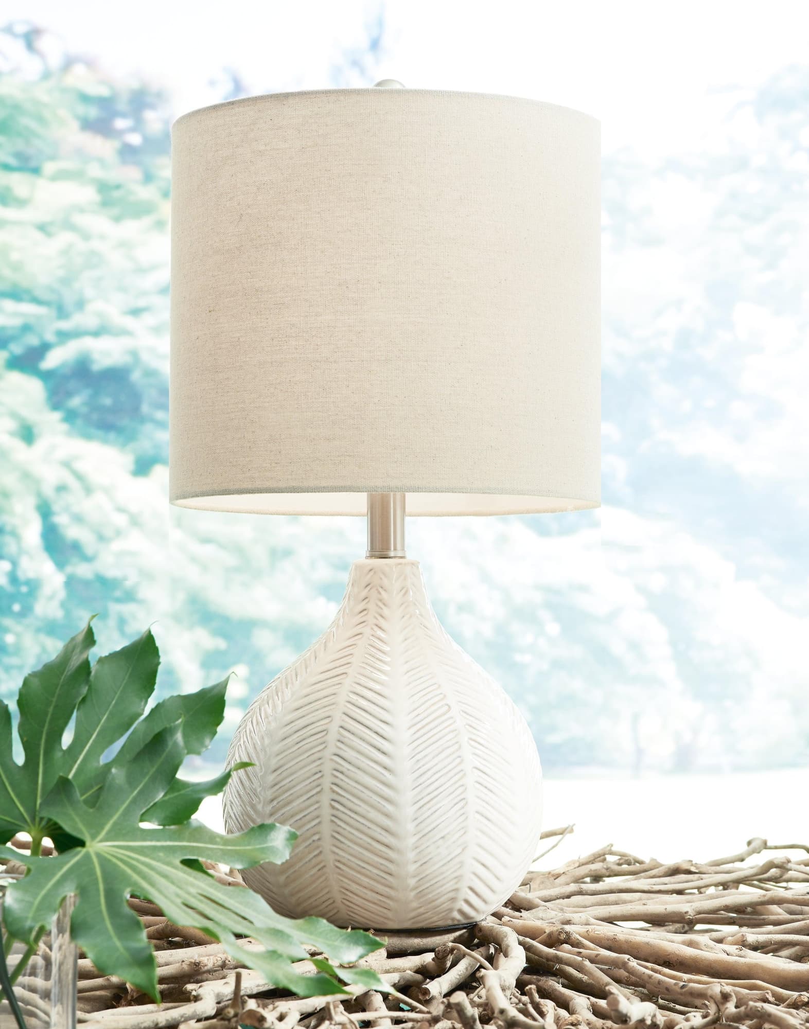 Rainermen Off White 2-Piece Table Lamp Set