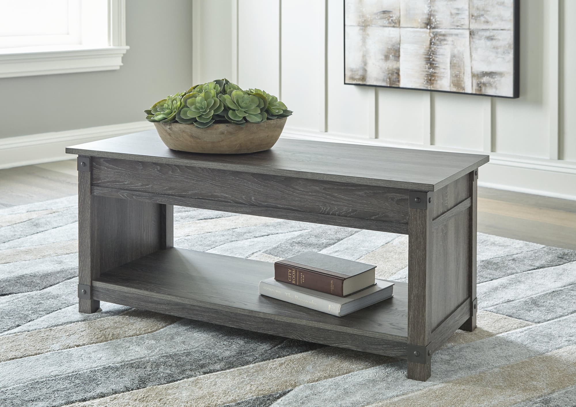 Freedan Grayish Brown Coffee Table With 2 End Tables - Image 1