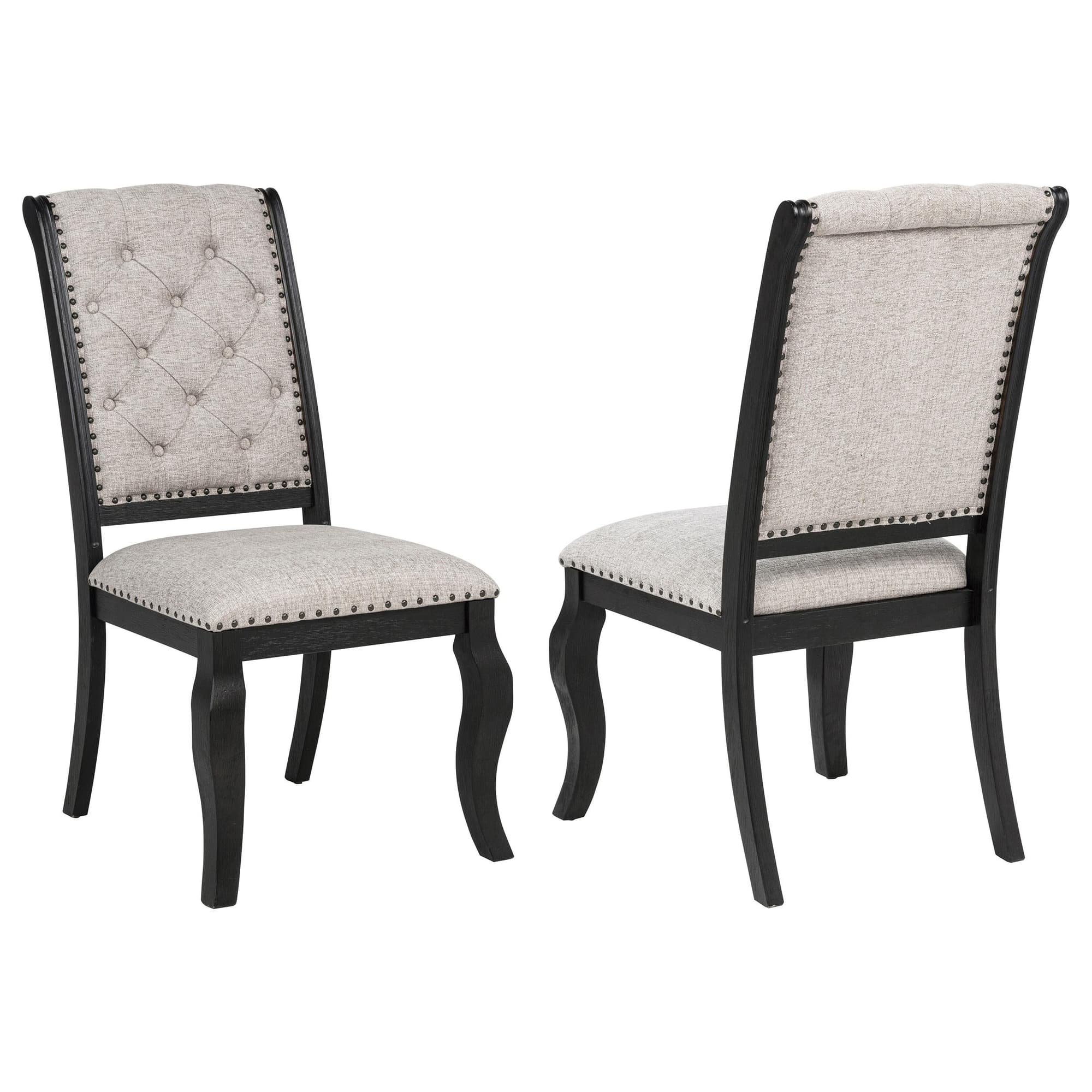 Phelps Upholstered Dining Side Chair Tan Distressed Noir (Set of 2) - Image 1