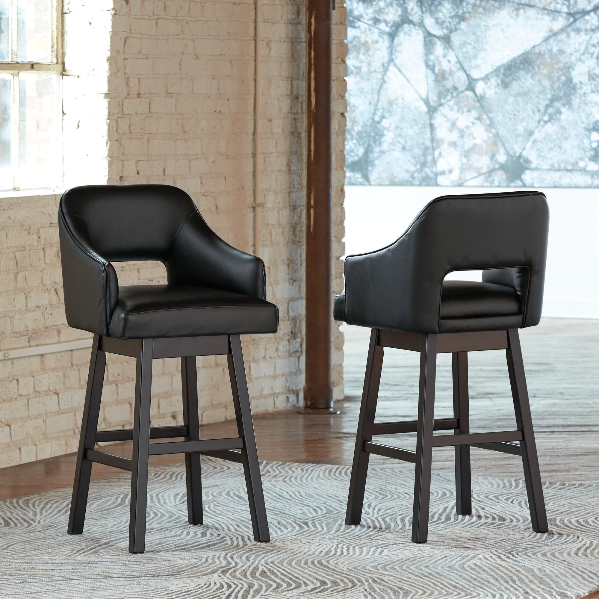 Tallenger Black Dark Brown 2-Piece Bar Stool - Image 1