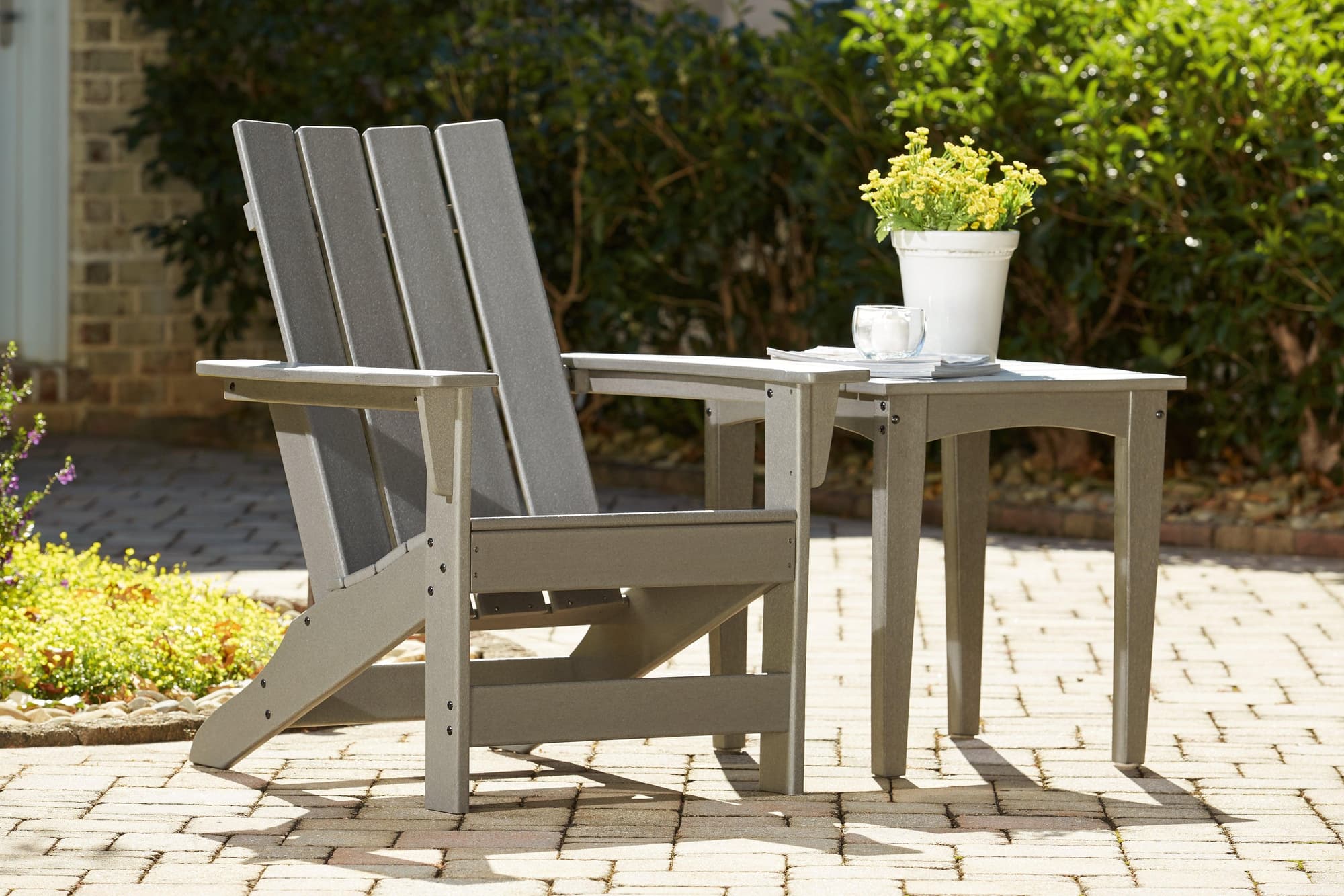 Visola Gray Outdoor Adirondack Chair And End Table