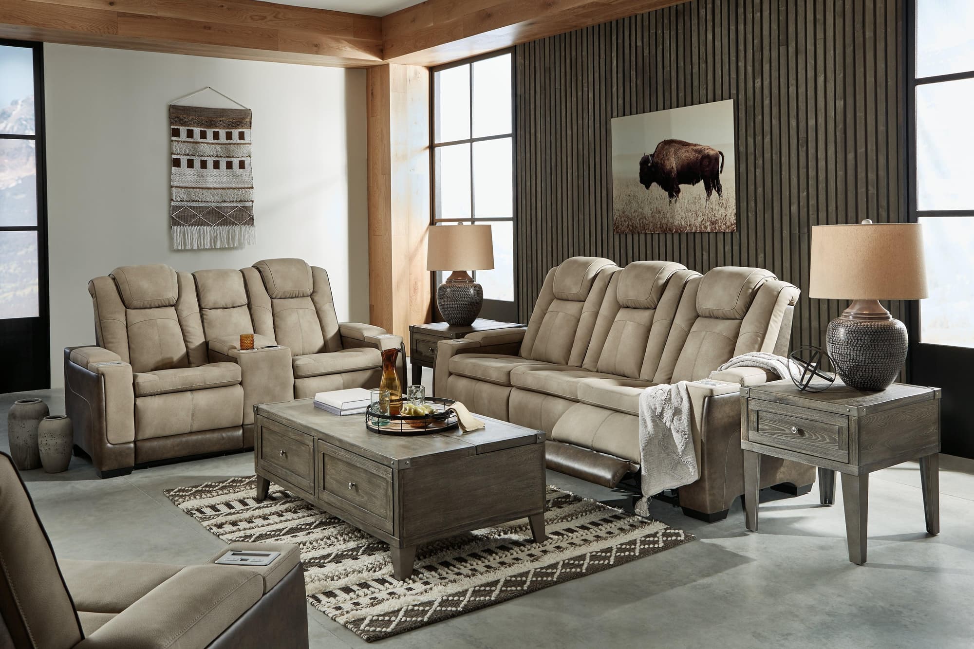 Next-Gen Sand Durapella Sofa Loveseat And Recliner - Image 1