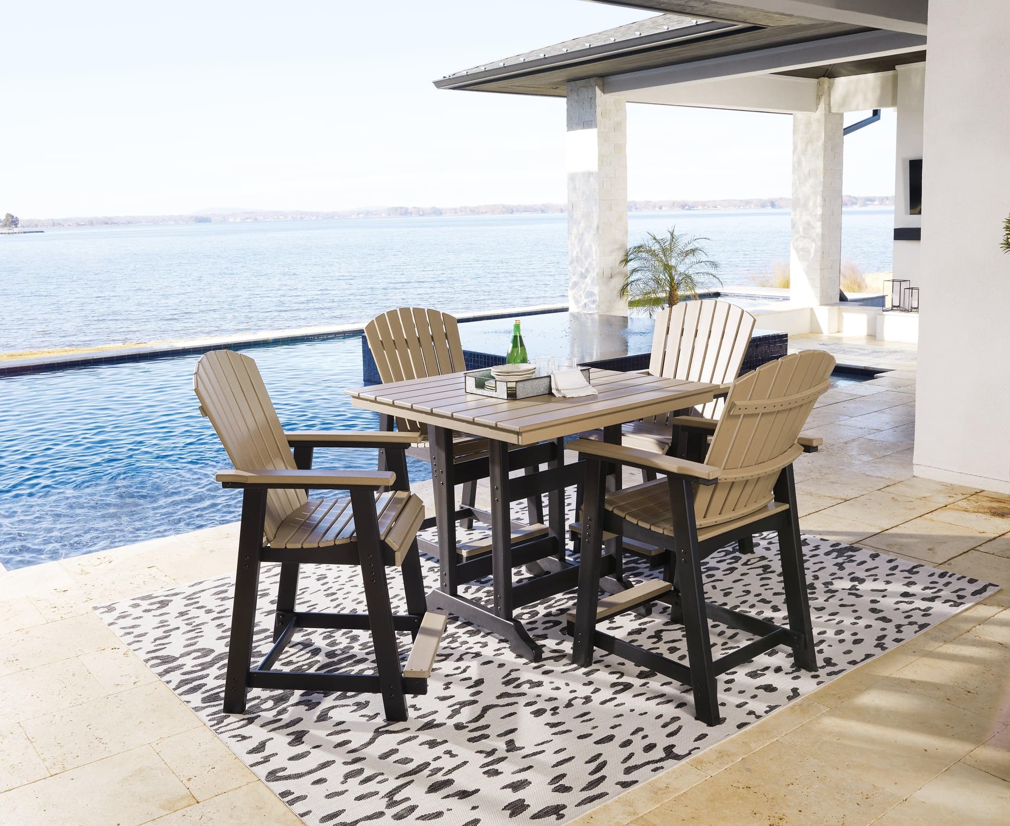 Fairen Black Driftwood Trail Outdoor Counter Height Dining Table And 4 Barstools - Image 1