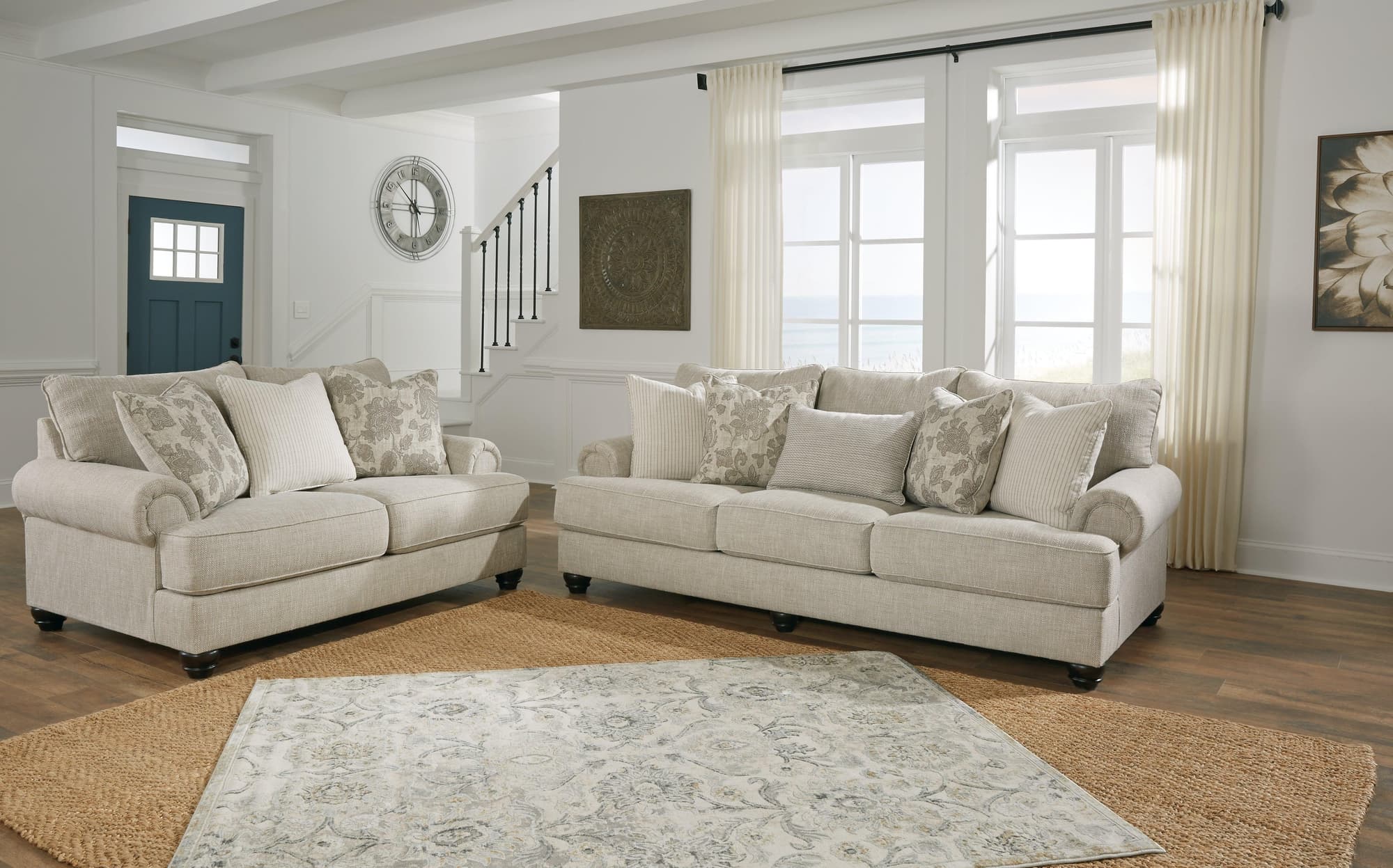 Asanti Fog Sofa Loveseat Chair And Ottoman - Image 1