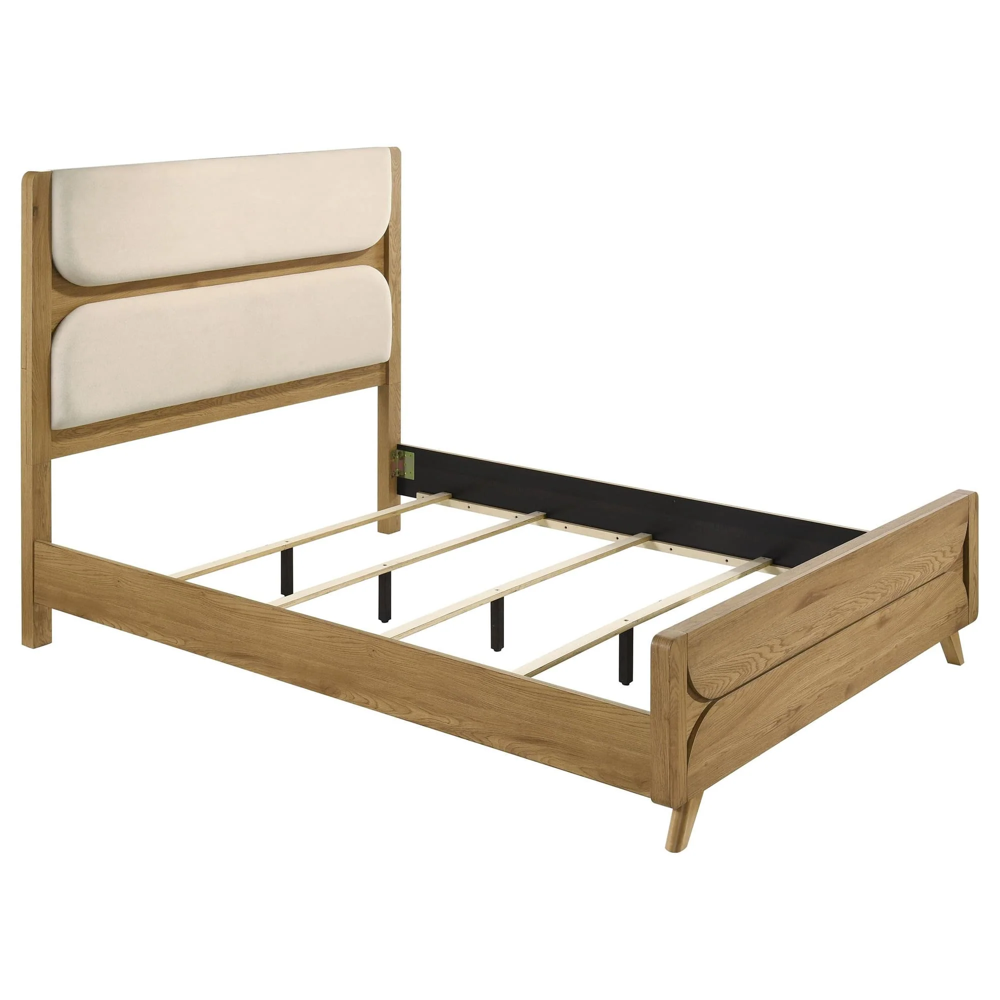 Bennett 62-inch Queen Upholstered Panel Bed Cream and Light Oak - Image 1