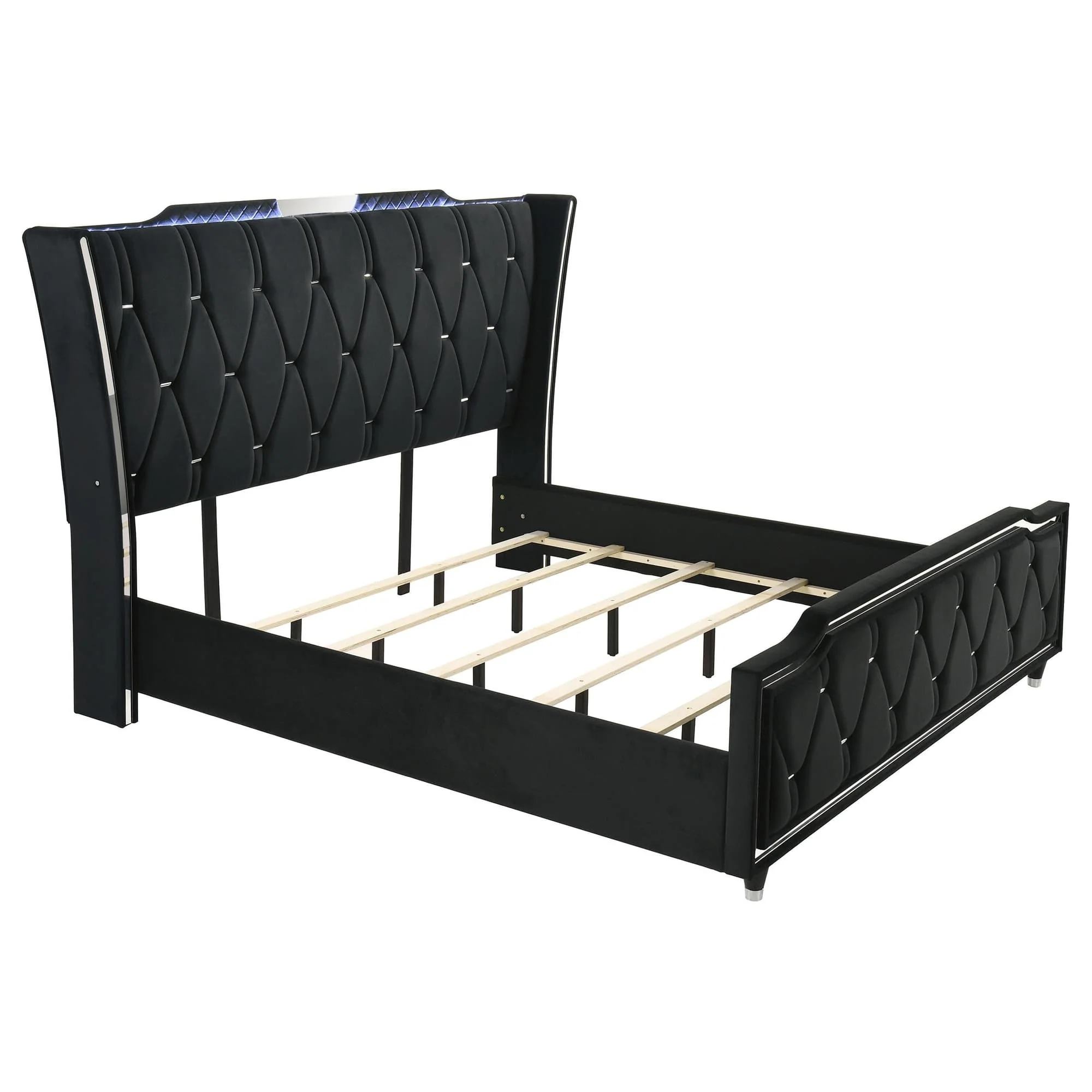 Lorient Eastern King LED Upholstered Bed Black - Image 1