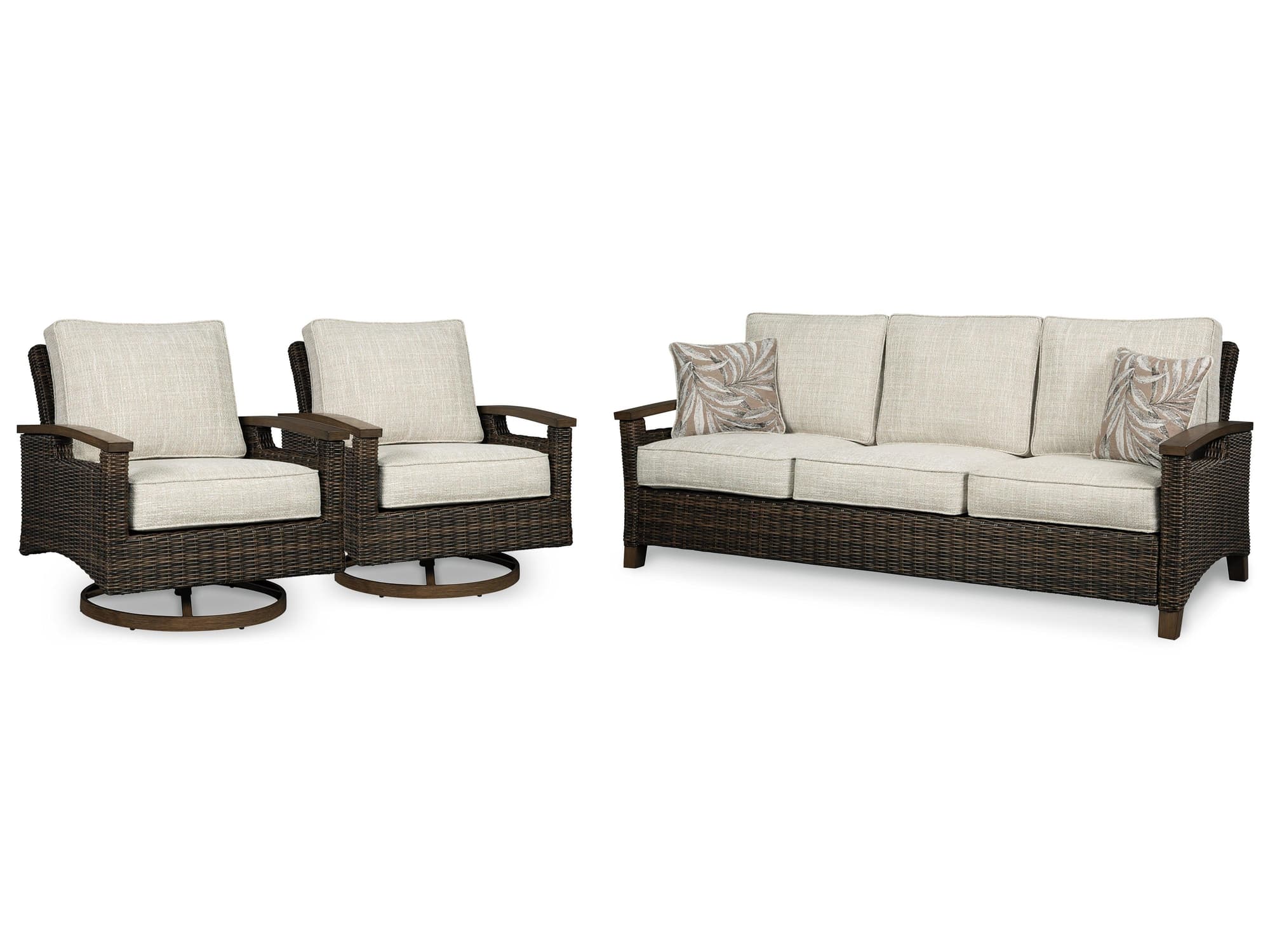 Paradise Medium Brown Trail Outdoor Sofa With 2 Lounge Chairs - Image 1
