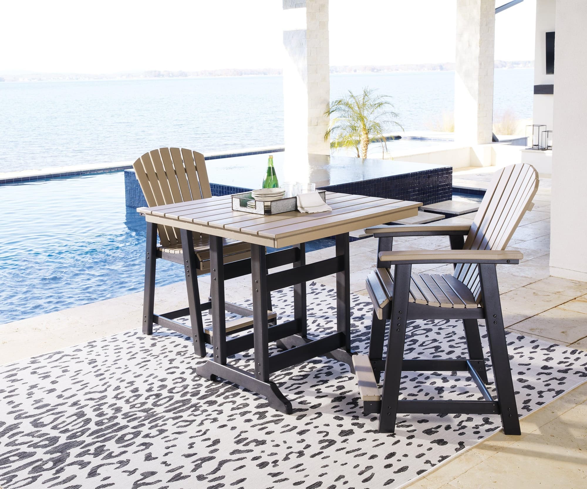 Fairen Black Driftwood Trail Outdoor Counter Height Dining Table And 2 Barstools - Image 1