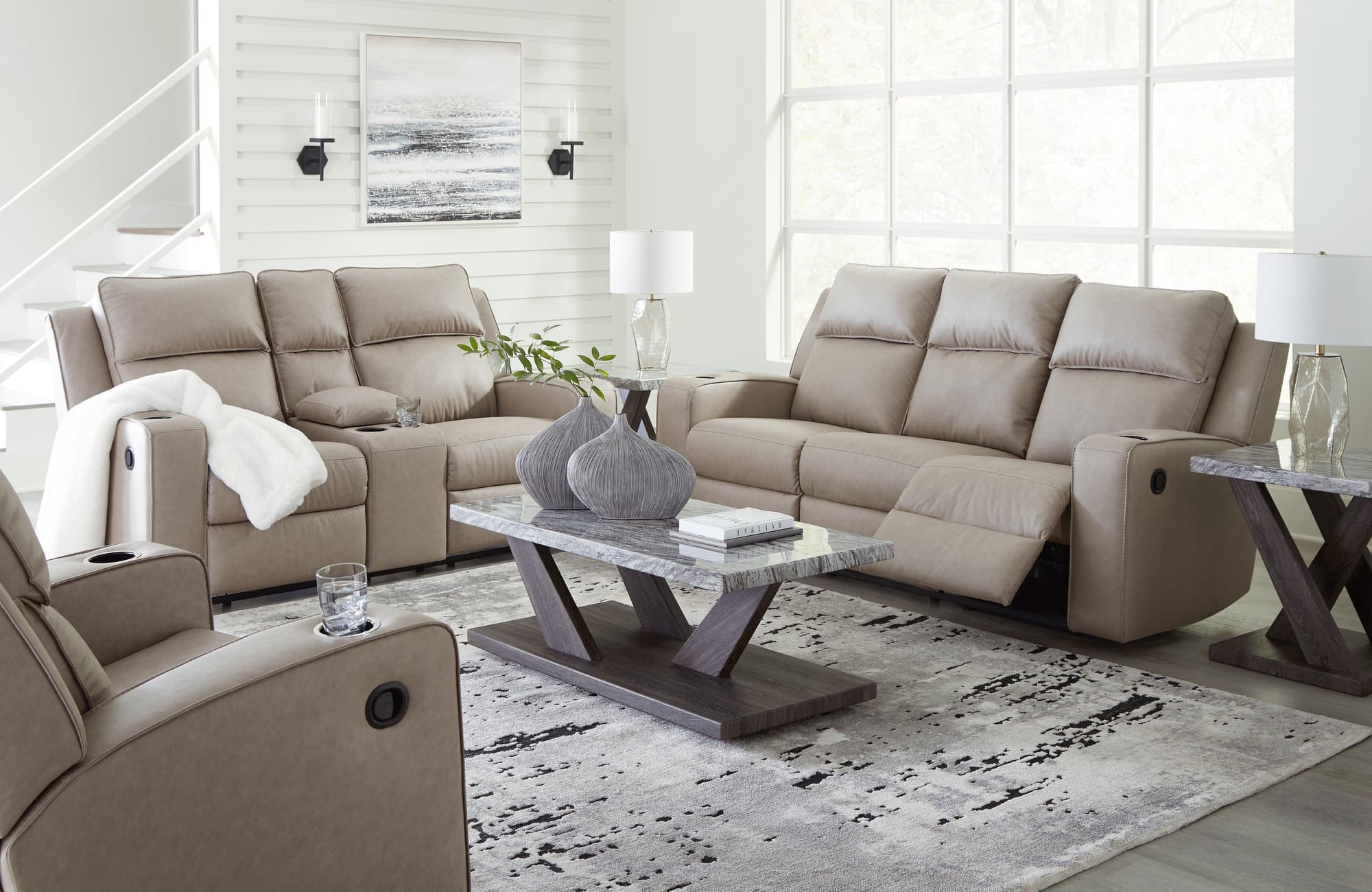 Lavenhorne Pebble Sofa Loveseat And Recliner - Image 1