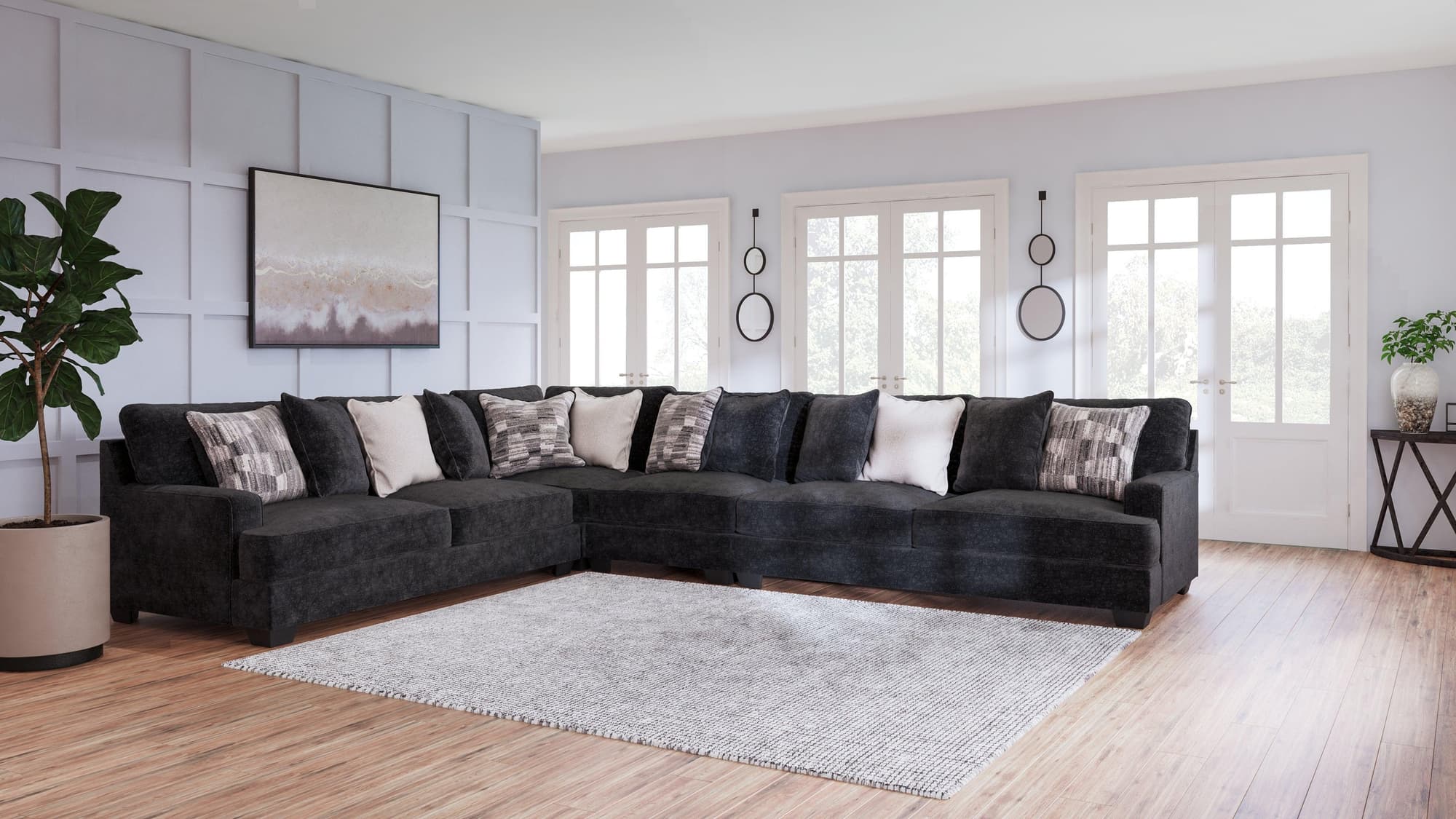 Lavernett Charcoal 4-Piece Sectional With Ottoman - Image 1