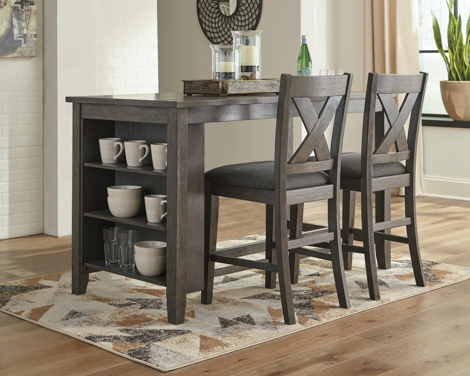 Caitbrook Gray Counter Height Dining Table And 2 Barstools - Image 1