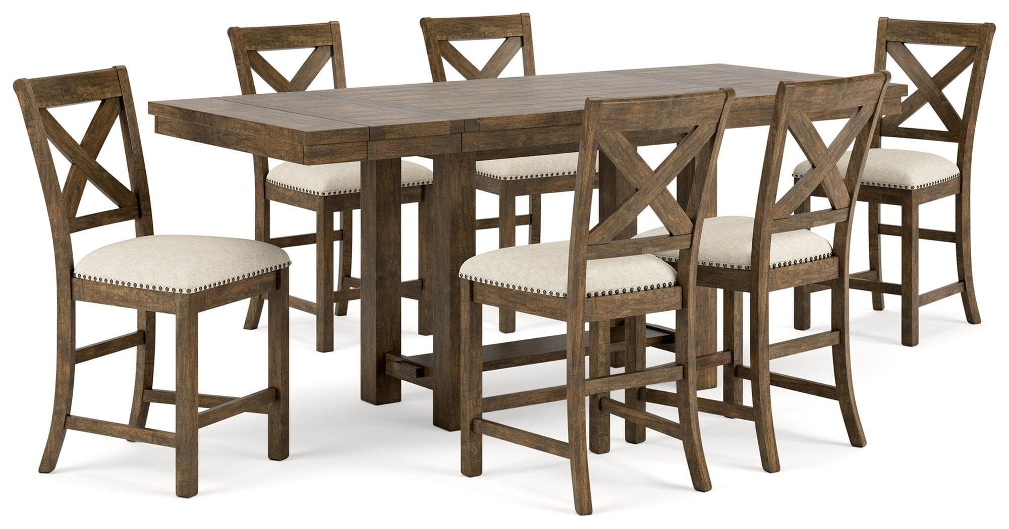 Moriville Grayish Brown Counter Height Dining Table And 6 Barstools - Image 1