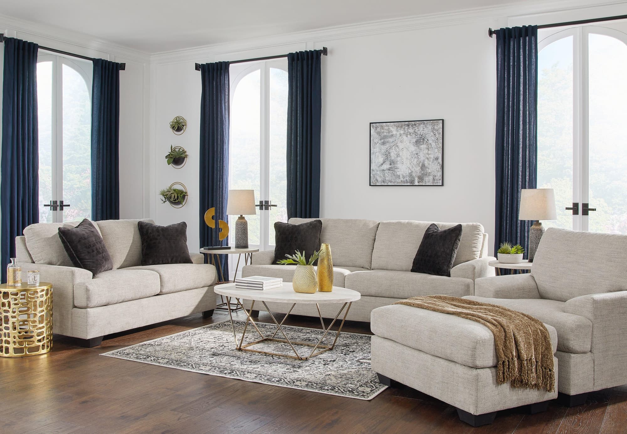 Vayda Pebble Sofa Loveseat Chair And Ottoman - Image 1