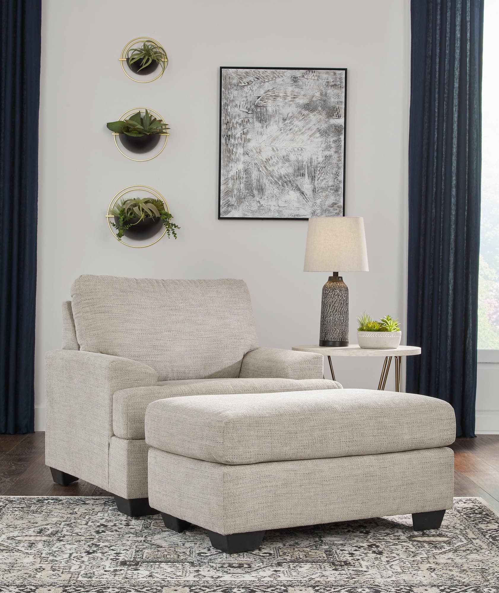 Vayda Pebble Chair And Ottoman - Image 1