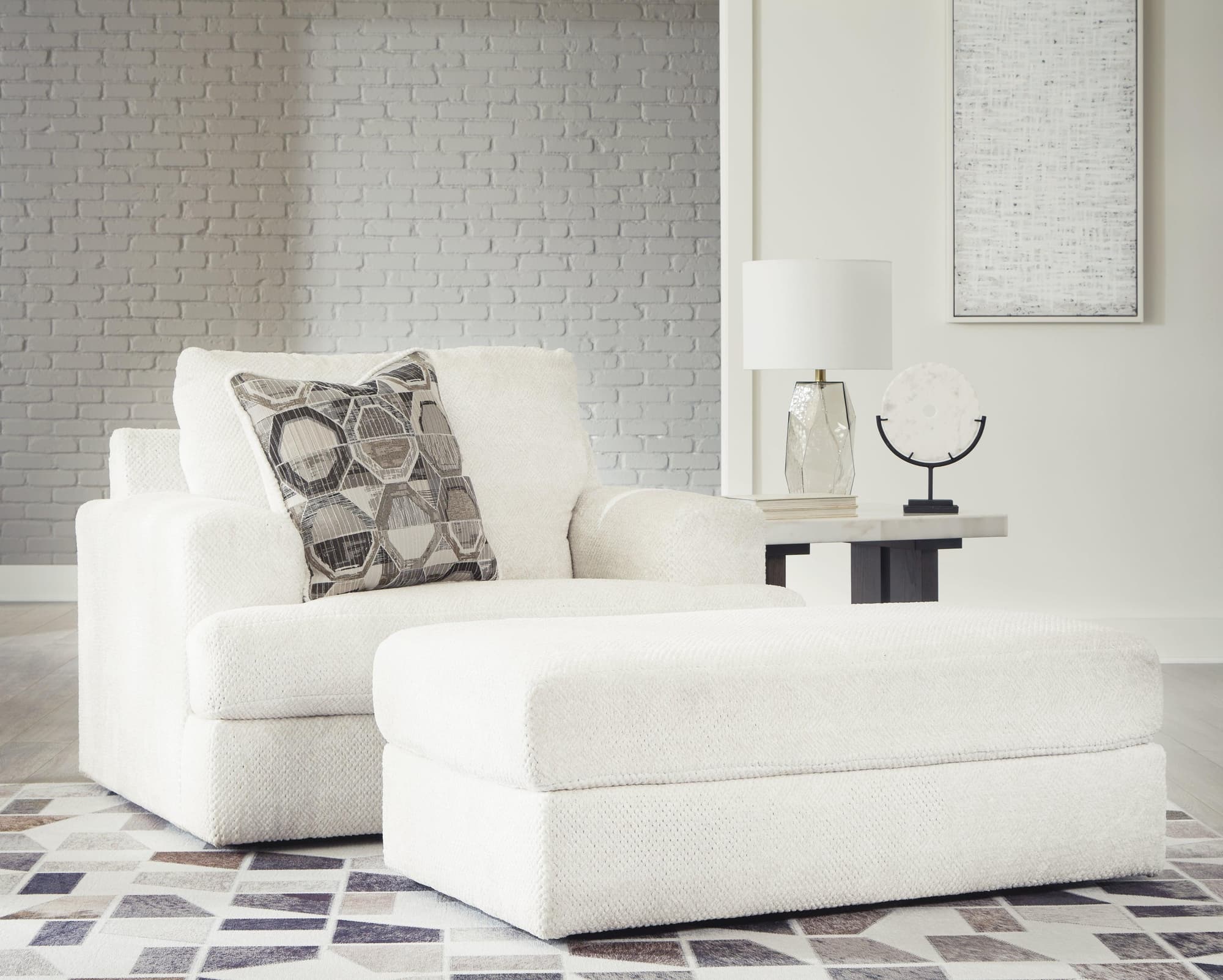 Karinne Linen Chair And Ottoman - Image 1