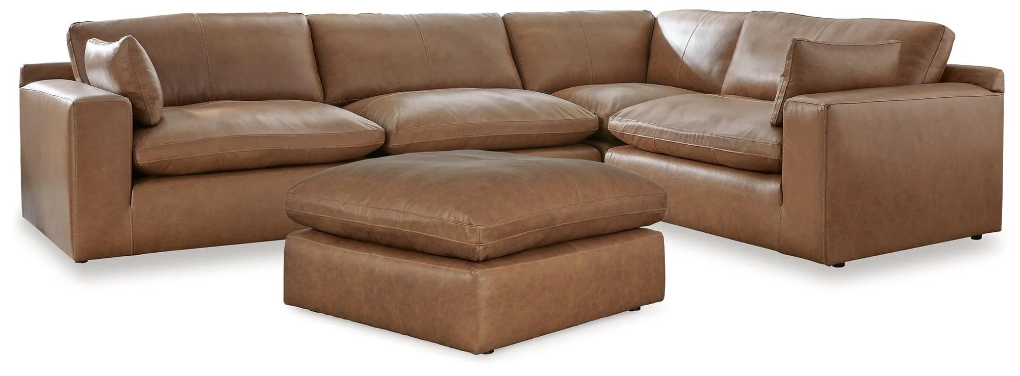 Emilia Caramel 4-Piece Sectional With Ottoman - Image 1