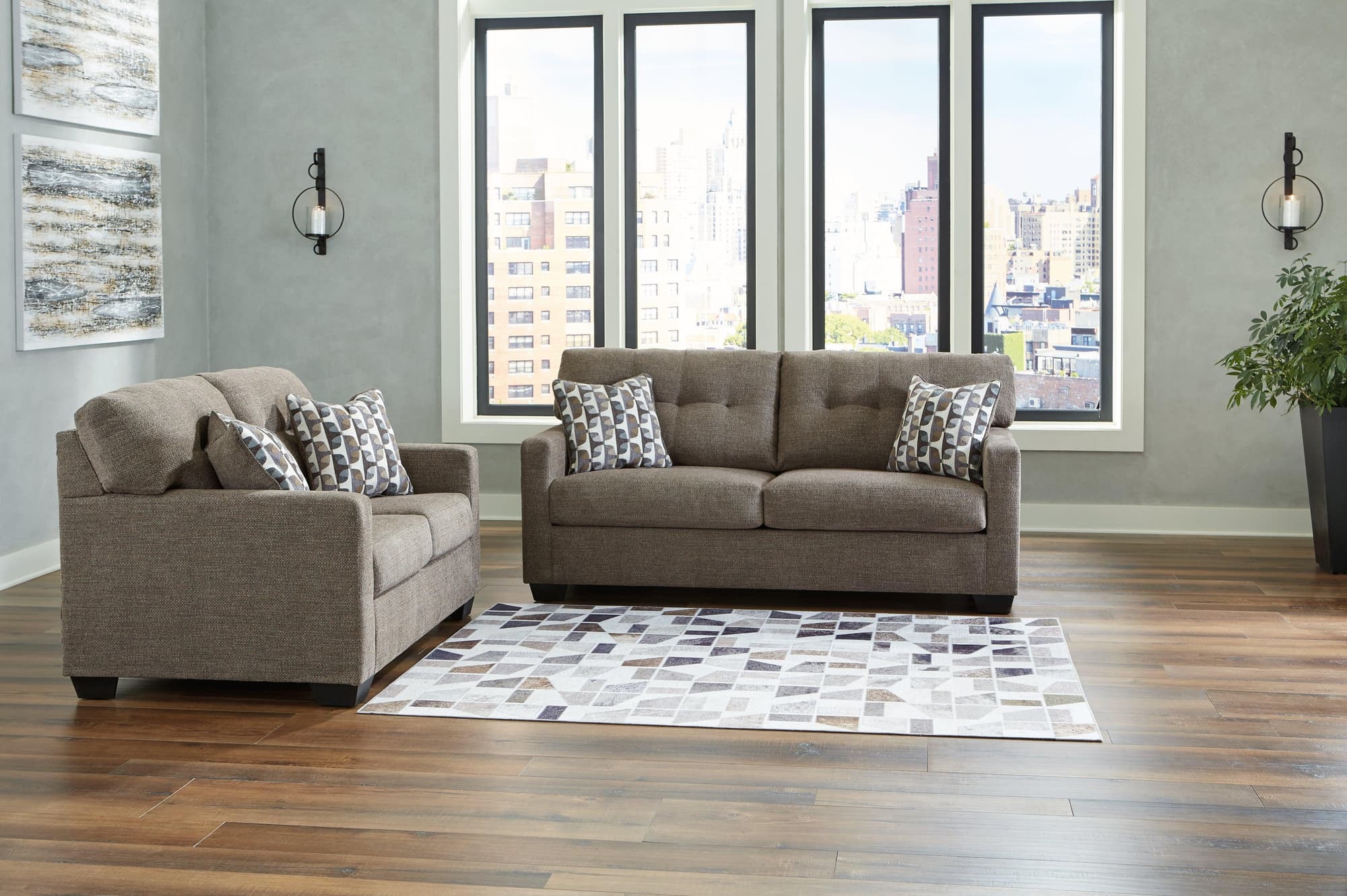 Mahoney Chocolate Sofa And Loveseat - Image 1