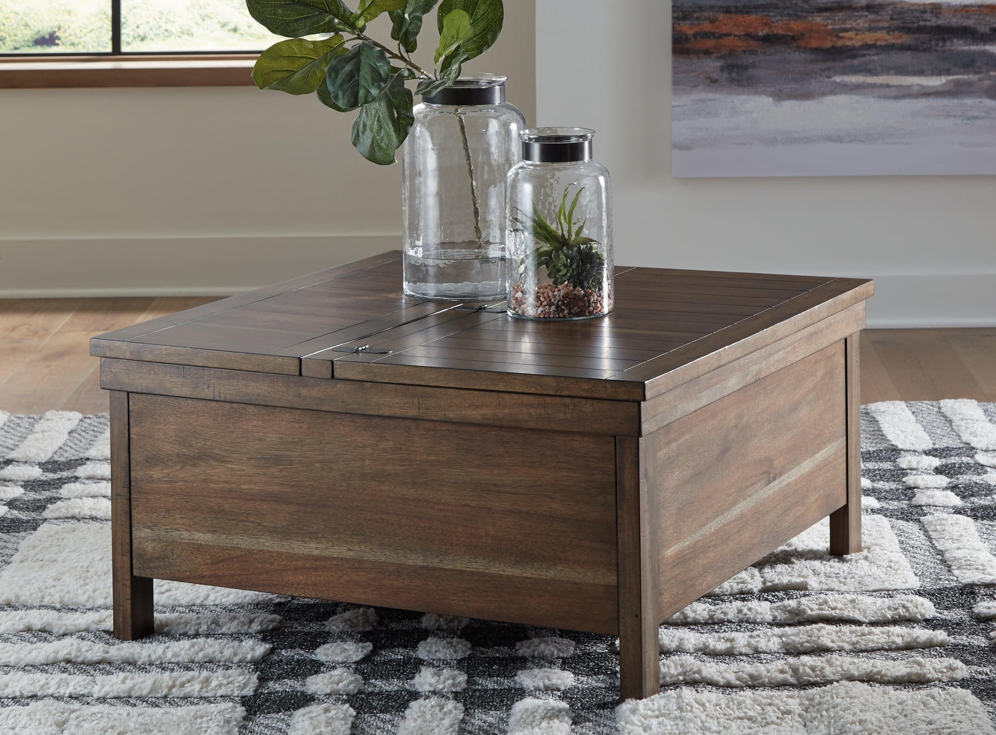Moriville Grayish Brown Coffee Table With 1 End