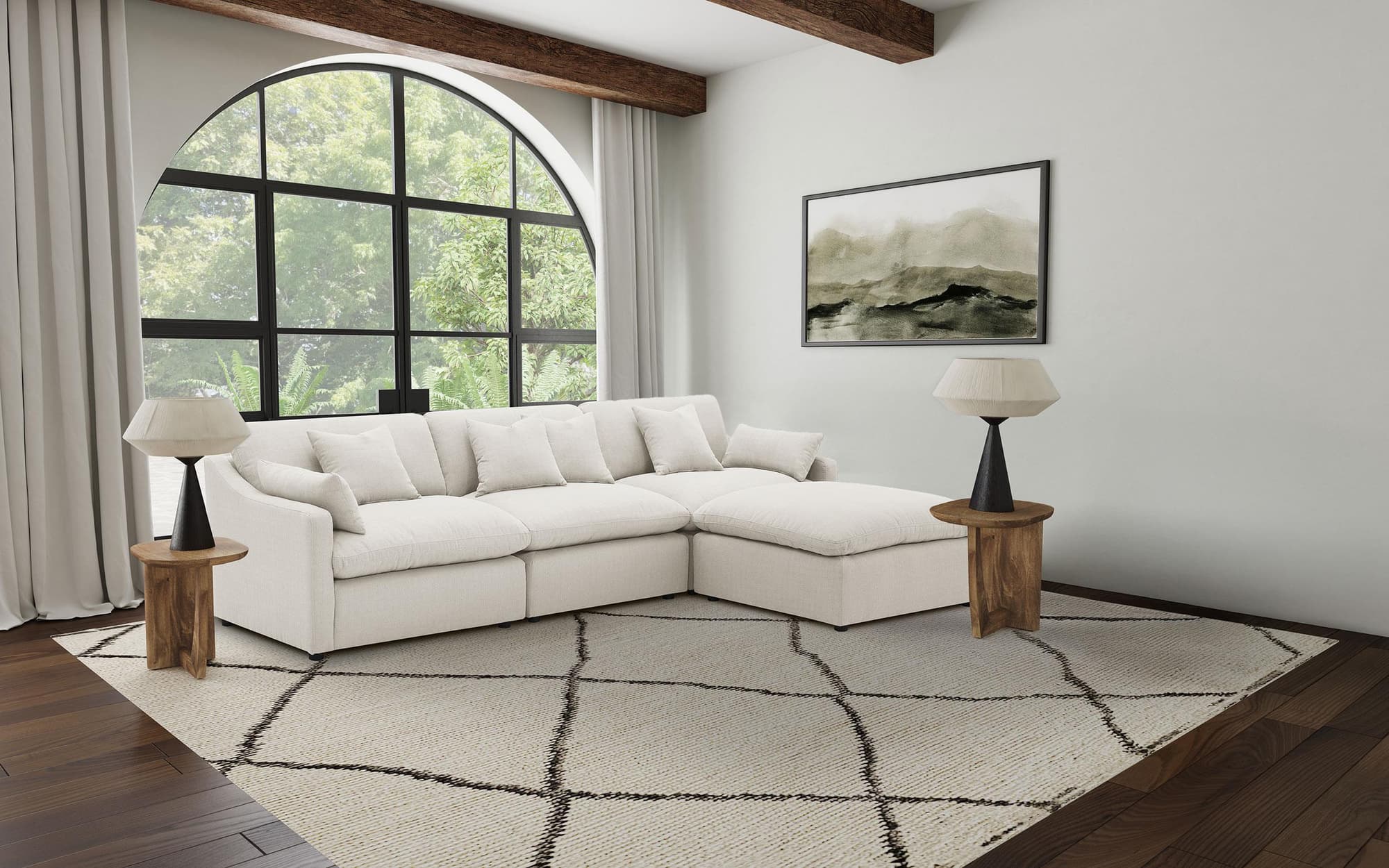 Hobson 4-piece Upholstered Modular Sectional Sofa Ivory - Image 1