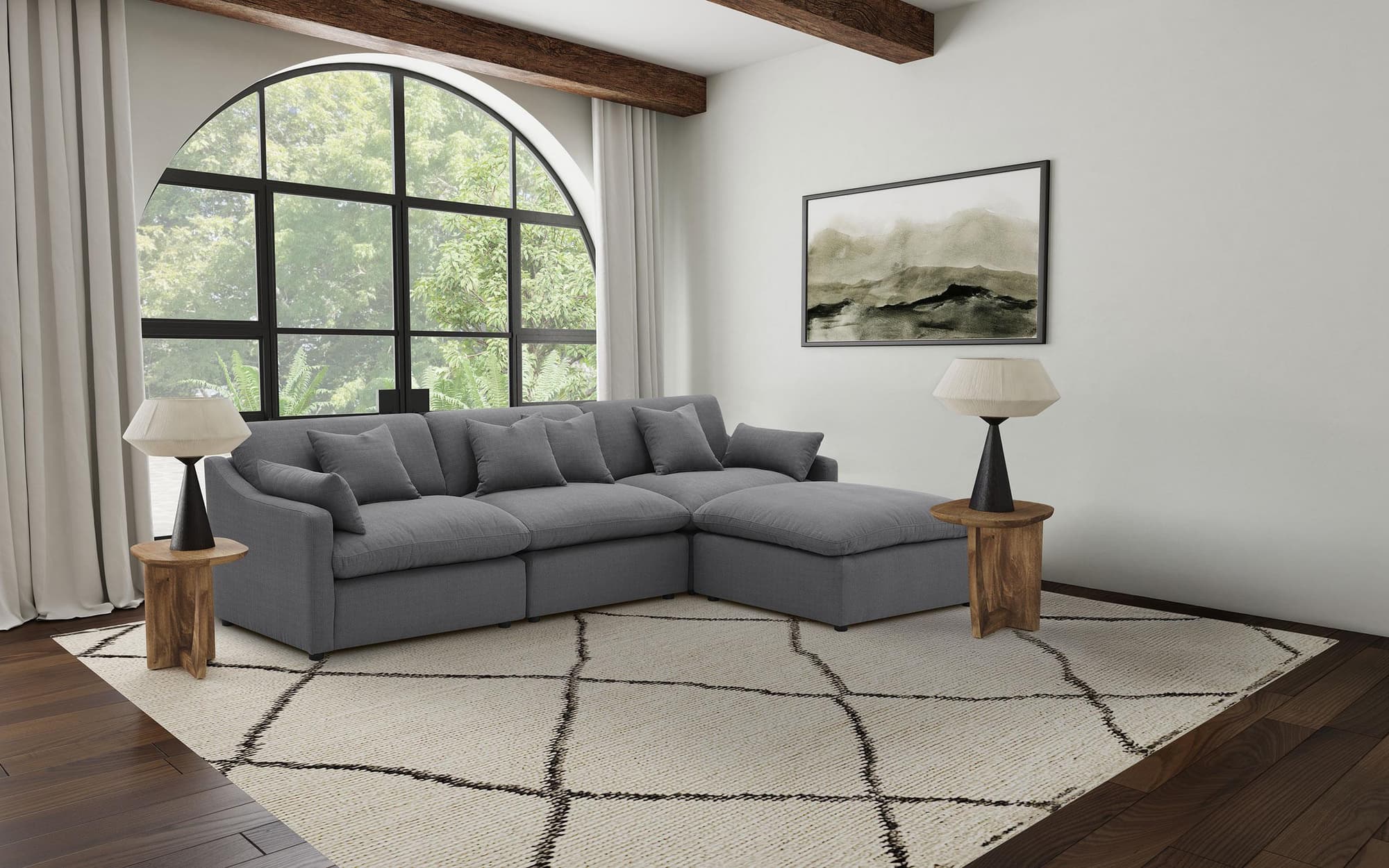 Hobson 4-piece Upholstered Modular Sectional Sofa Charcoal - Image 1