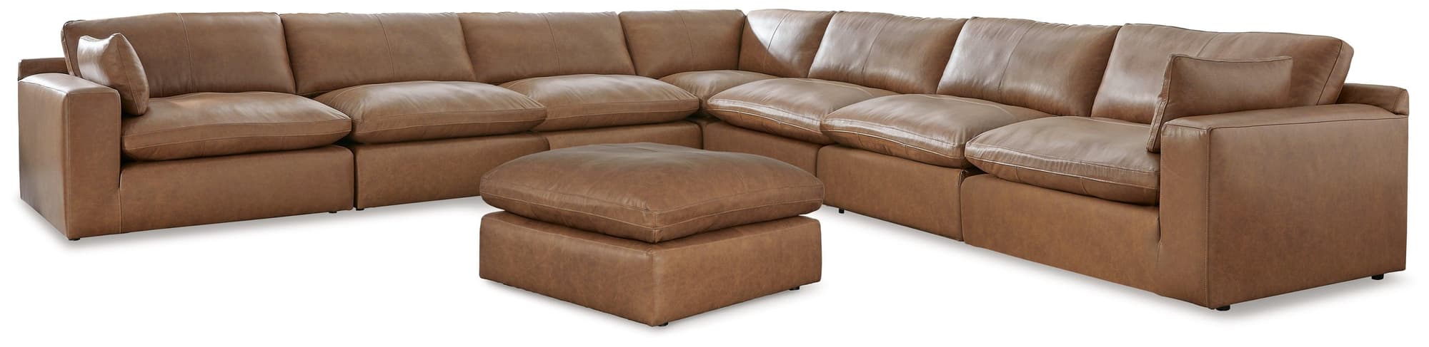 Emilia Caramel 7-Piece Sectional With Ottoman - Image 1
