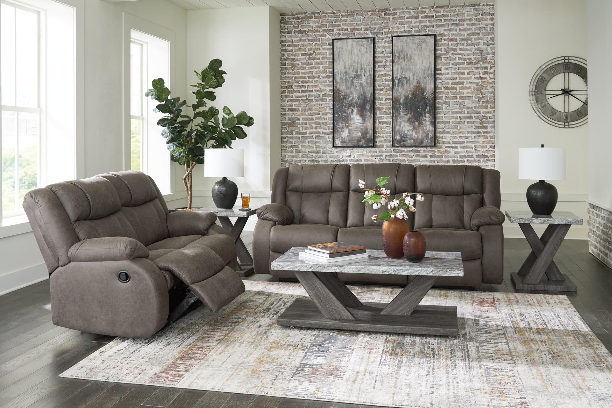 First Gunmetal Base Sofa And Loveseat - Image 1