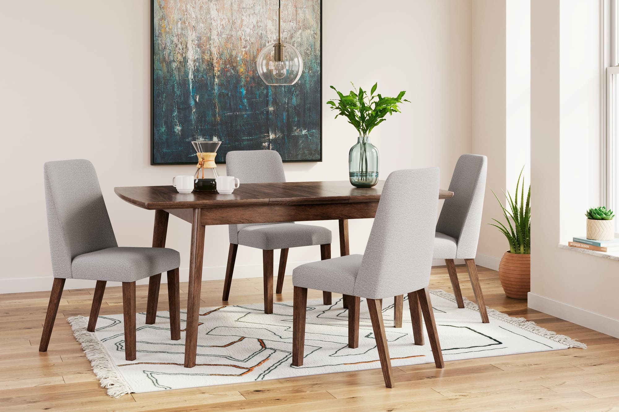 Lyncott Gray Brown Dining Table And 4 Chairs - Image 1