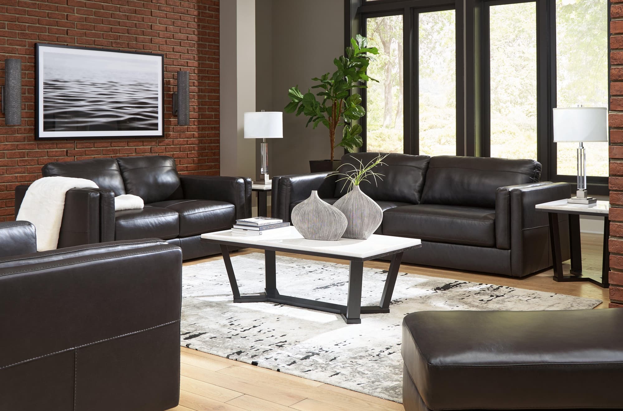 Amiata Onyx Sofa Loveseat Chair And Ottoman - Image 1