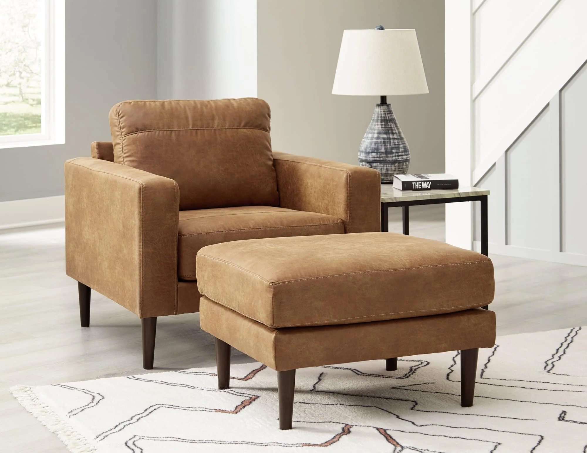 Telora Caramel Chair And Ottoman - Image 1