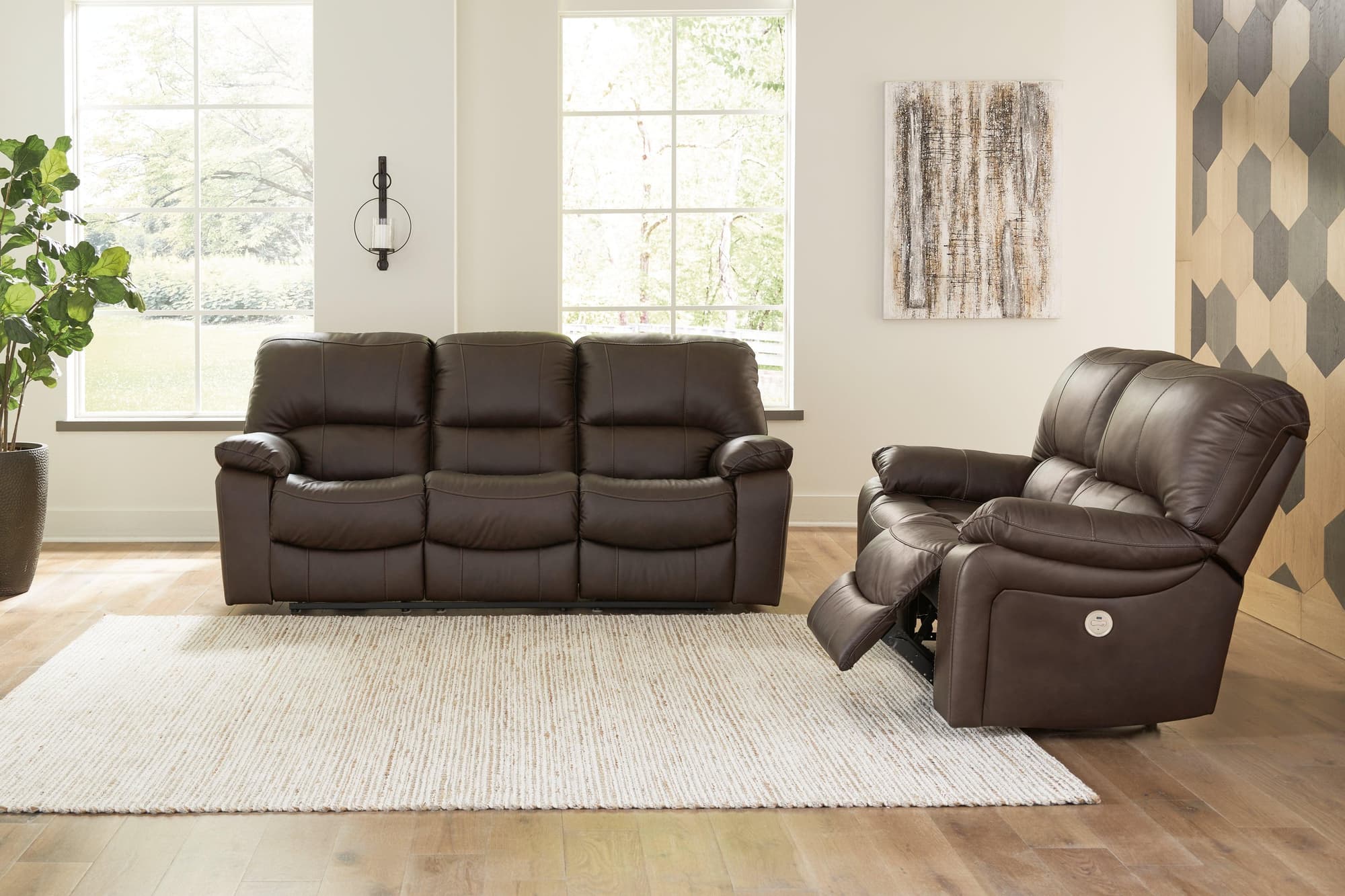 Leesworth Dark Brown Sofa And Loveseat - Image 1