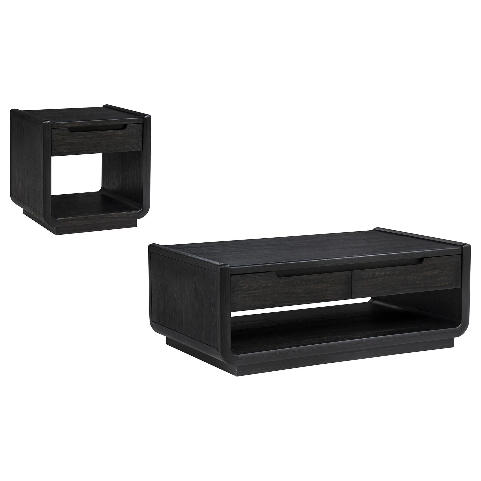 Leandro 2-piece Wood Coffee and End Table Set Burnished Black - Image 1