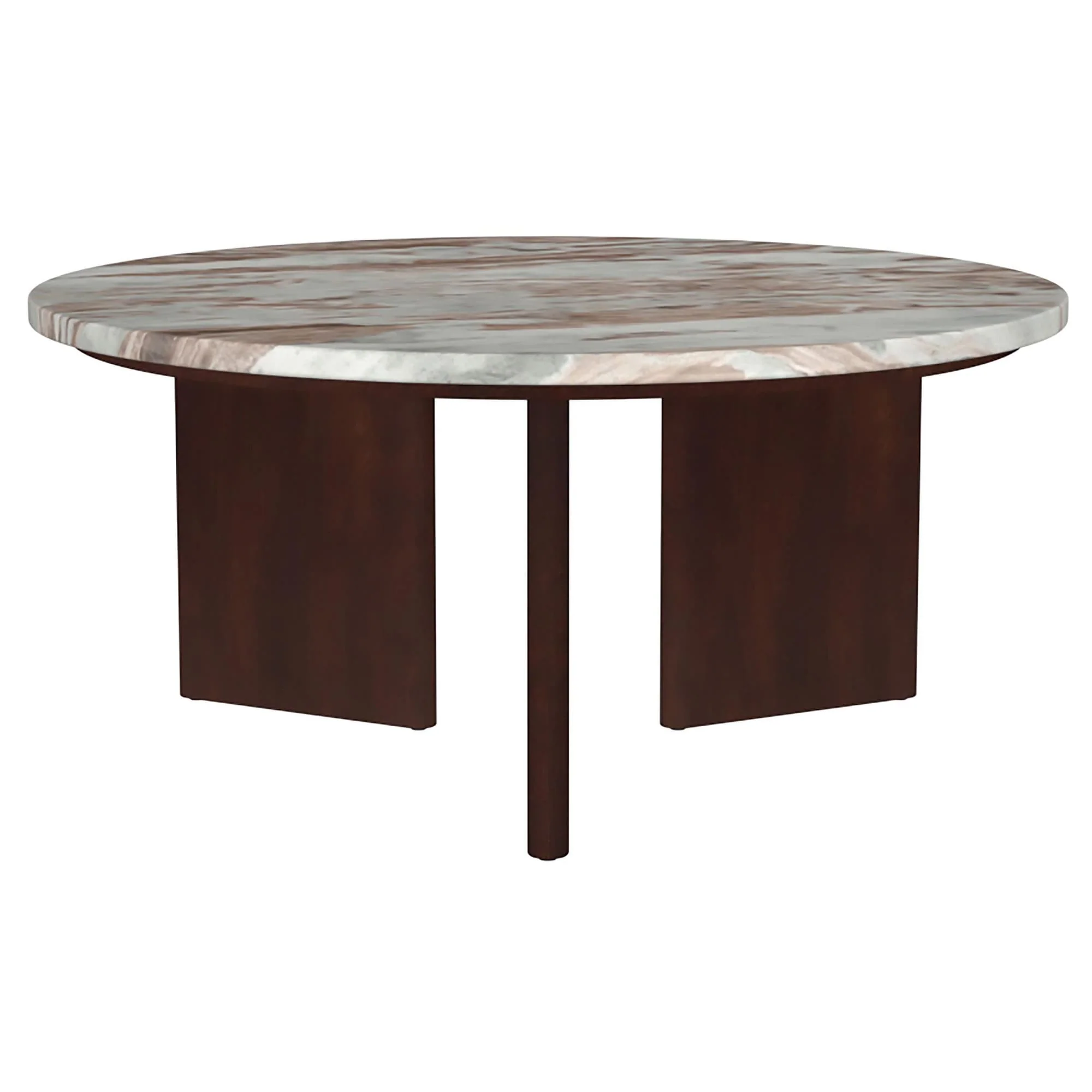 Jenna 35-inch Round Marble Top Cocktail Coffee Table Brown - Image 1