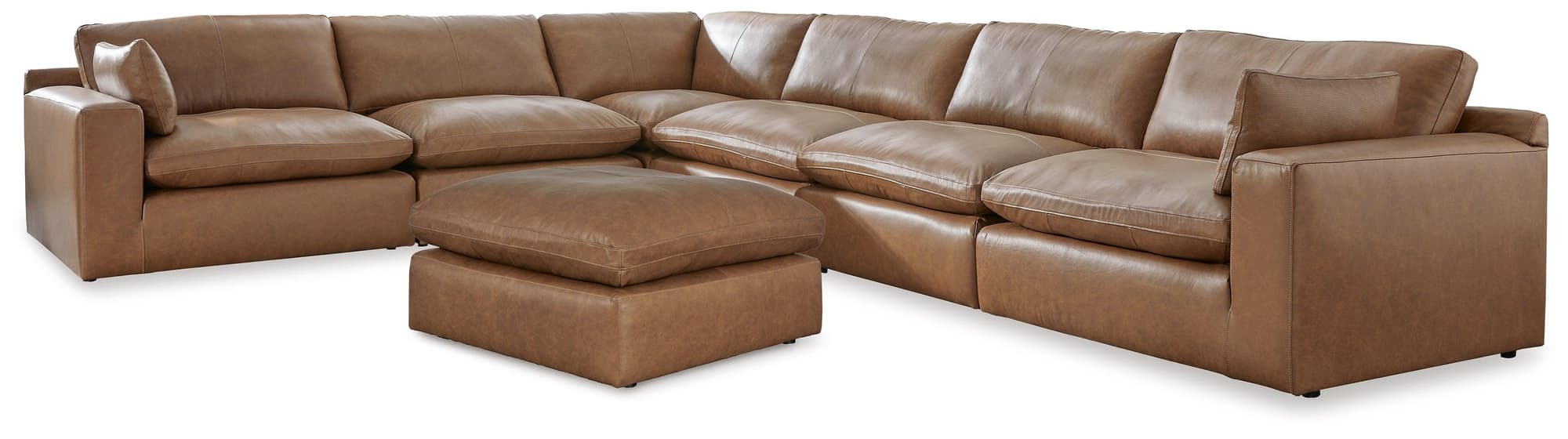Emilia Caramel 6-Piece Sectional With Ottoman - Image 1