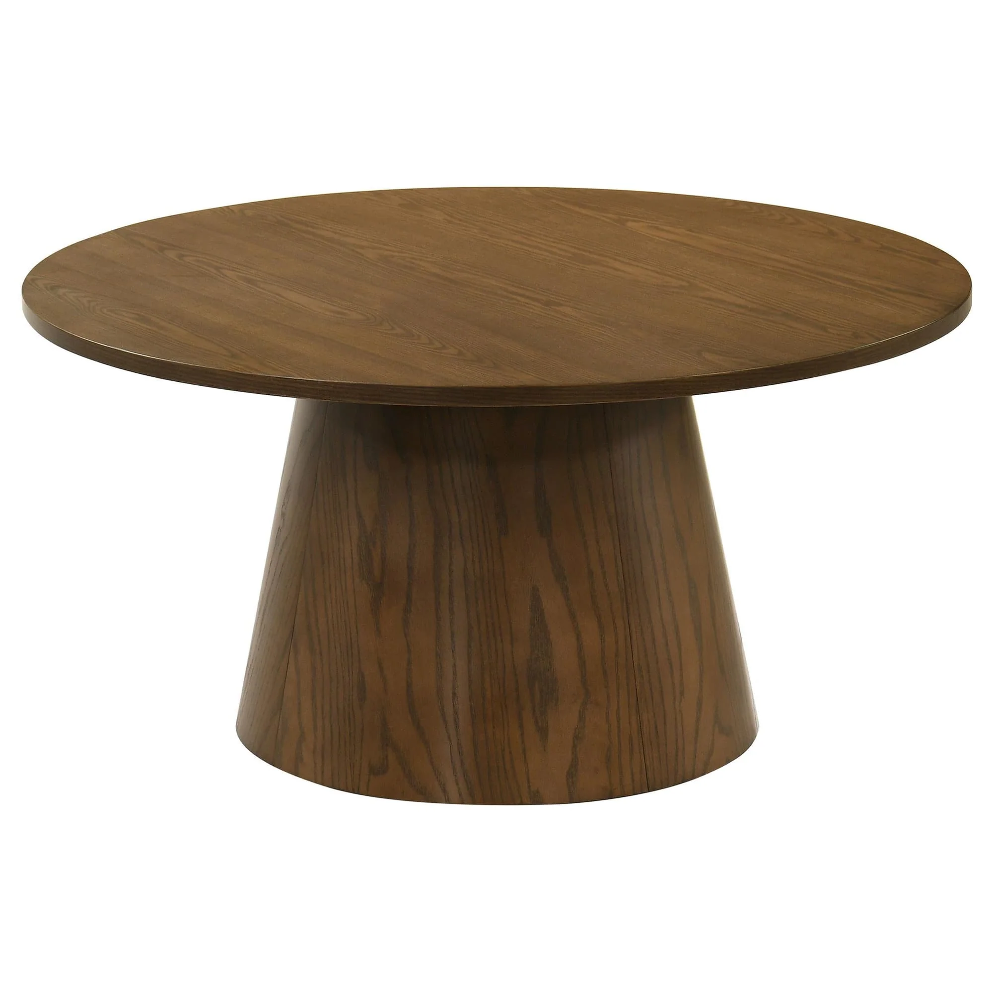 Franklin 36-inch Round Pedestal Coffee Table Dark Brown - Image 1