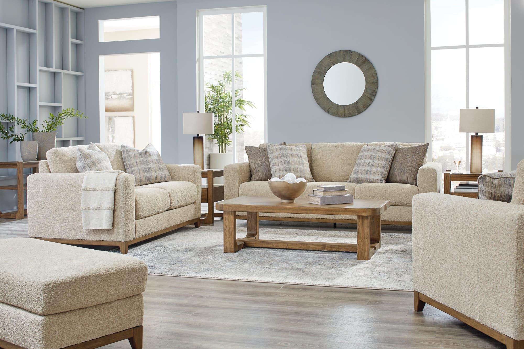 Parklynn Desert Sofa Loveseat Chair And Ottoman - Image 1