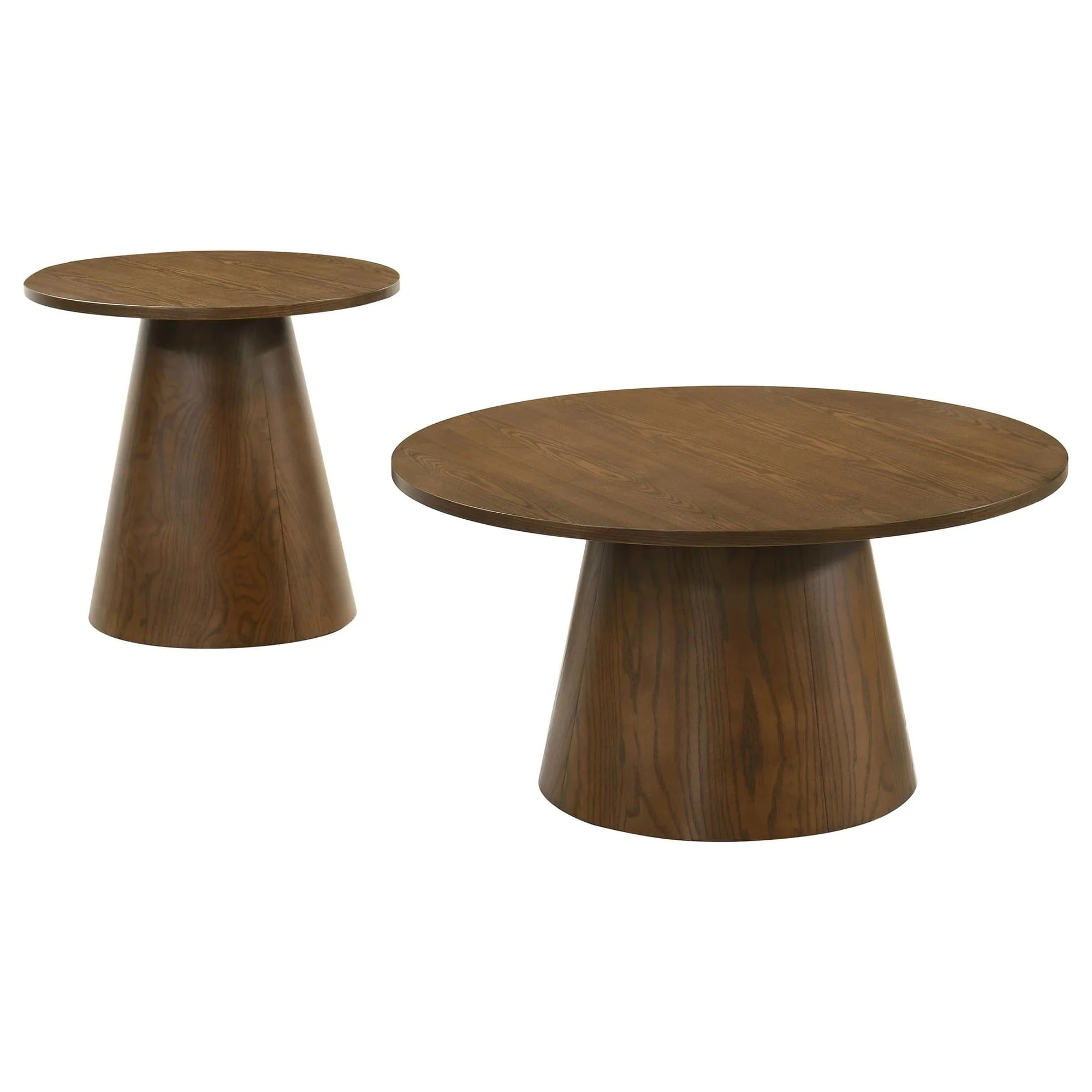 Franklin 2-piece Round Pedestal Coffee Table Set Dark Brown - Image 1