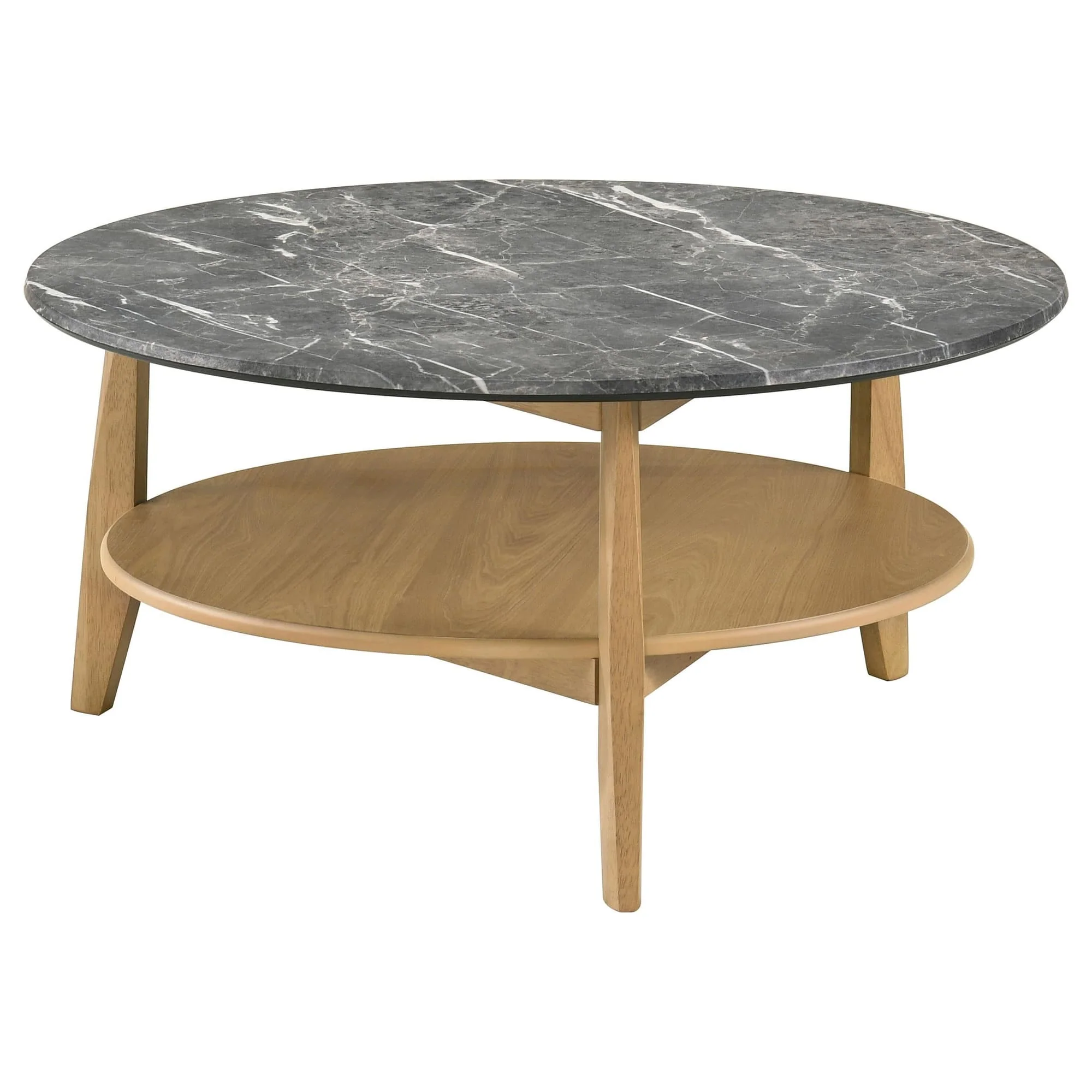 Bradley Round SmartTop Cocktail Coffee Table Grey and Natural - Image 1