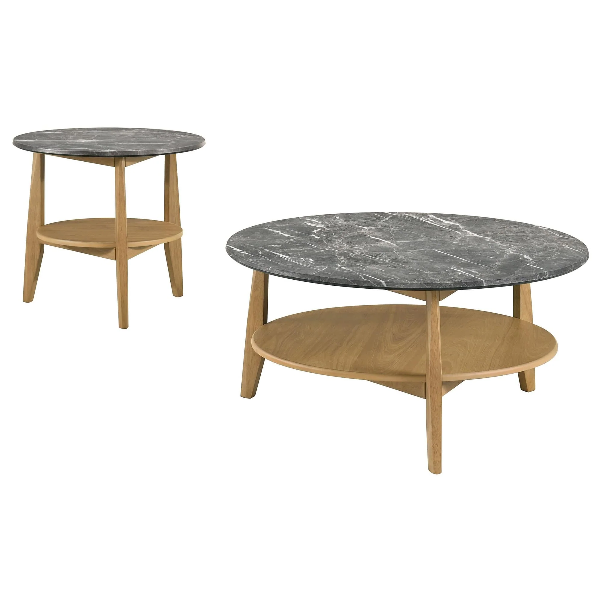 Bradley 2-Piece Round SmartTop Coffee Table Set Grey and Natural - Image 1