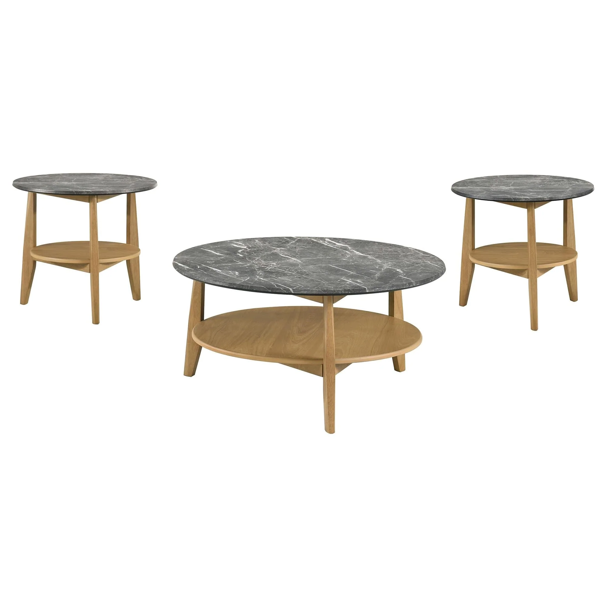 Bradley 3-Piece Round SmartTop Coffee Table Set Grey and Natural - Image 1