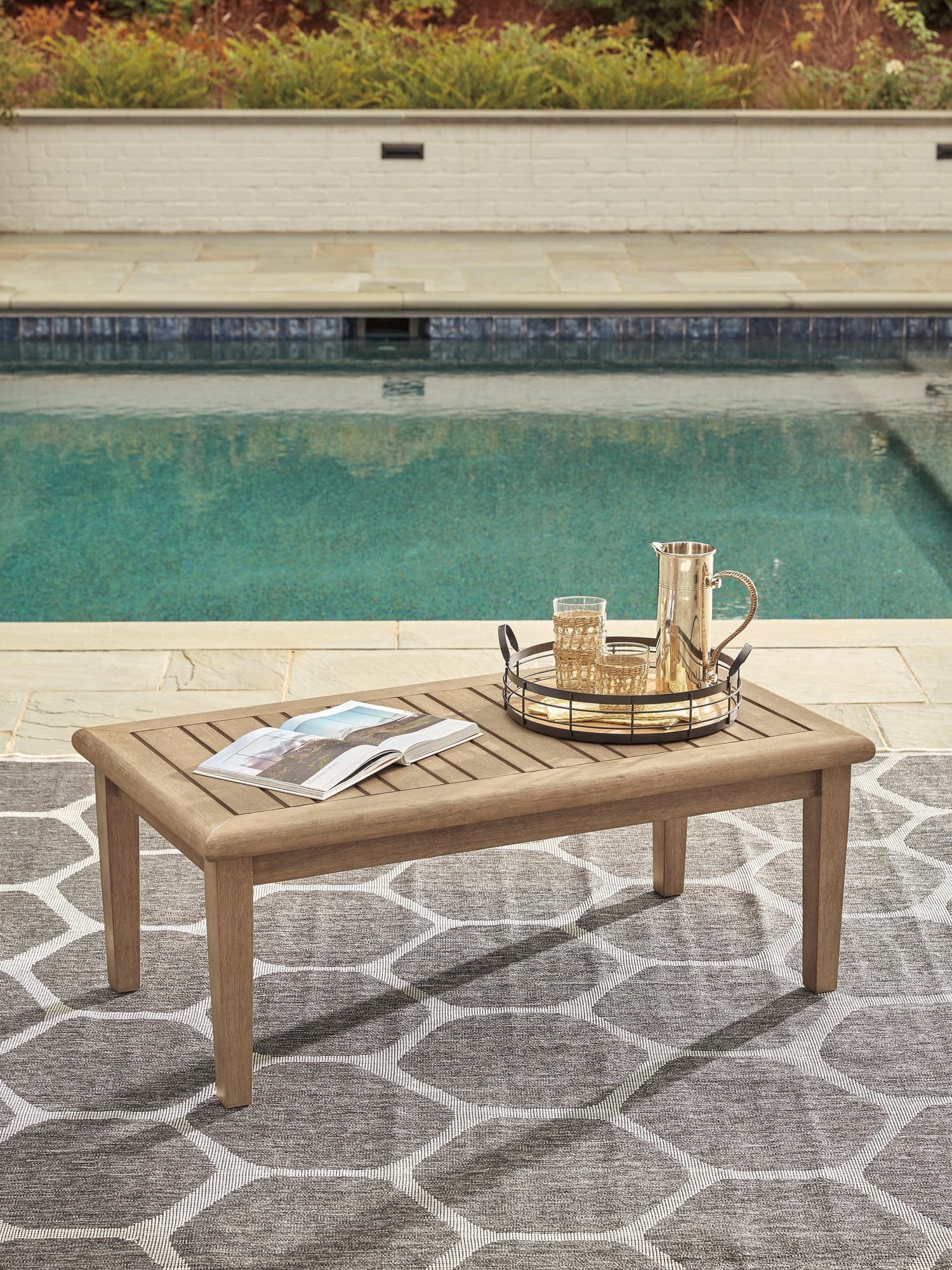 Clare Beige View Outdoor Sofa With Coffee Table - Image 1