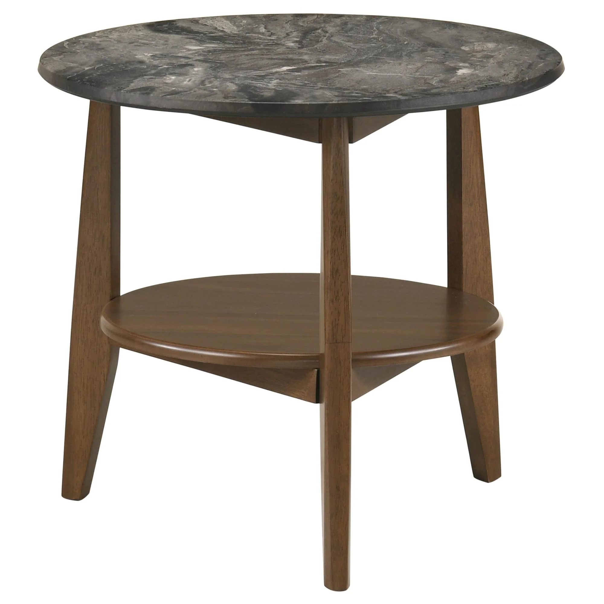 Bradley Round SmartTop End Side Table Smokey Grey and Brown - Image 1