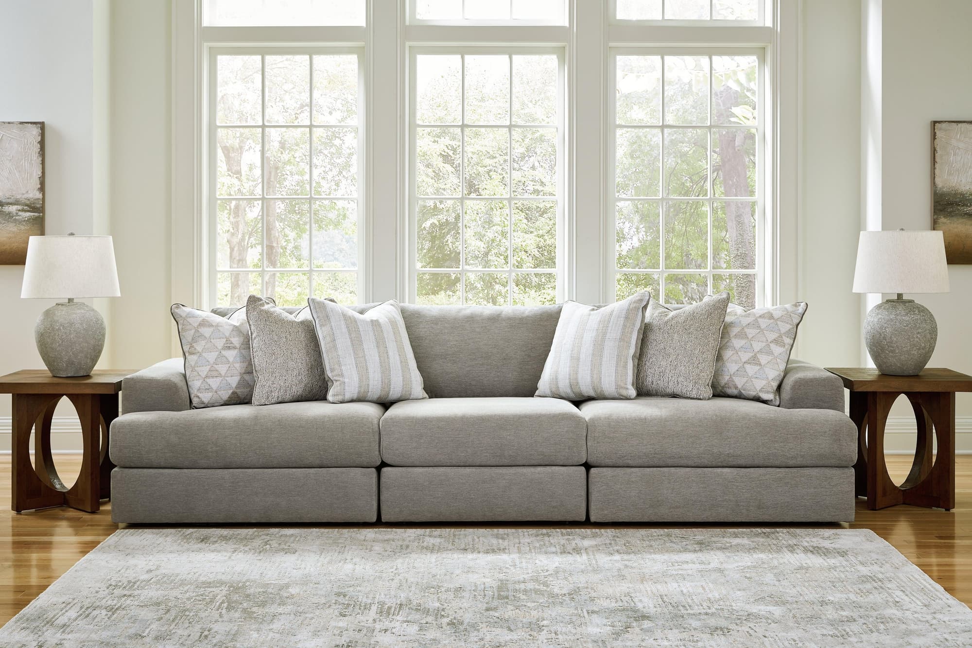 Avaliyah Ash 3-Piece Sectional With Ottoman - Image 1