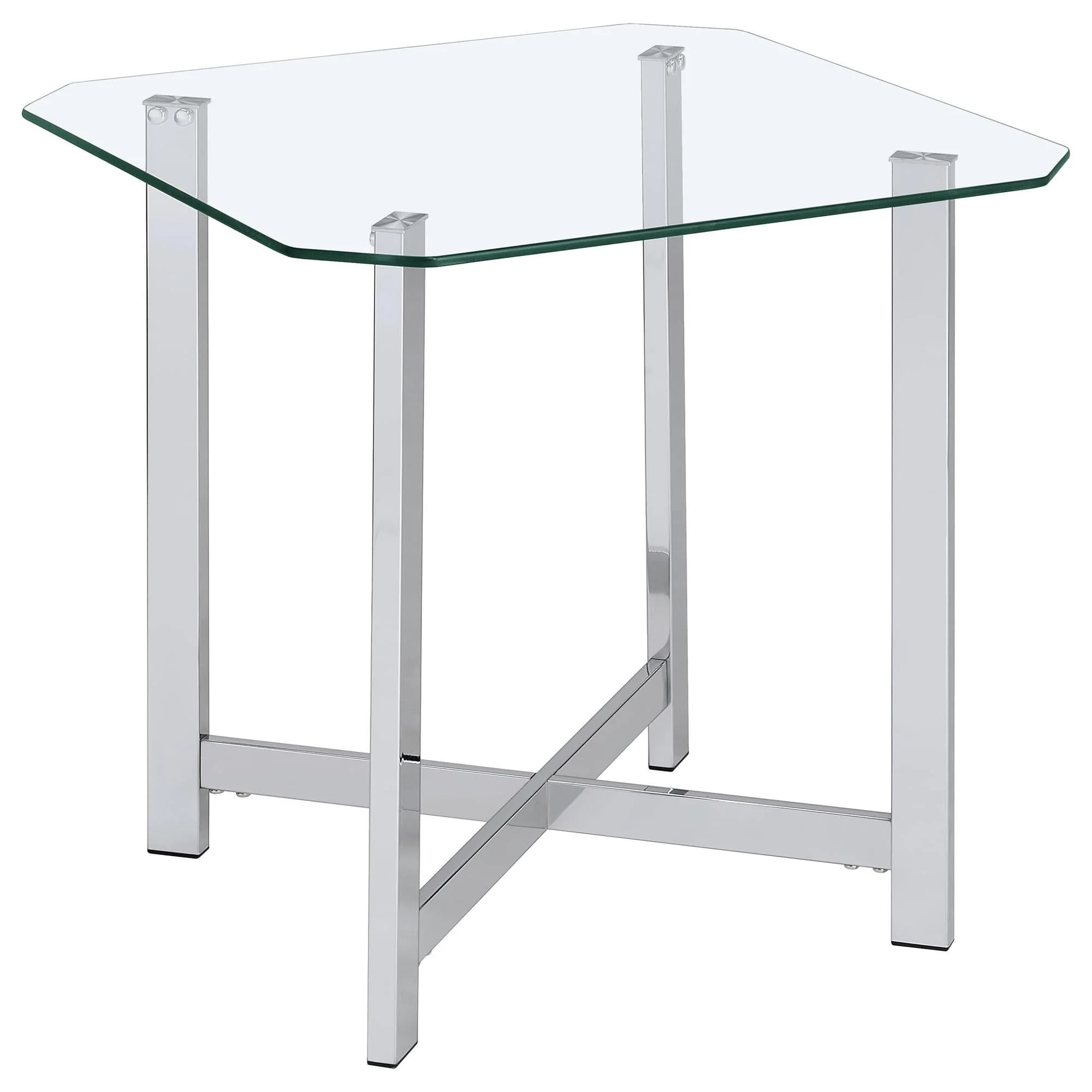 Cronin Square Tempered Glass Top Side End Table Chrome - Image 1